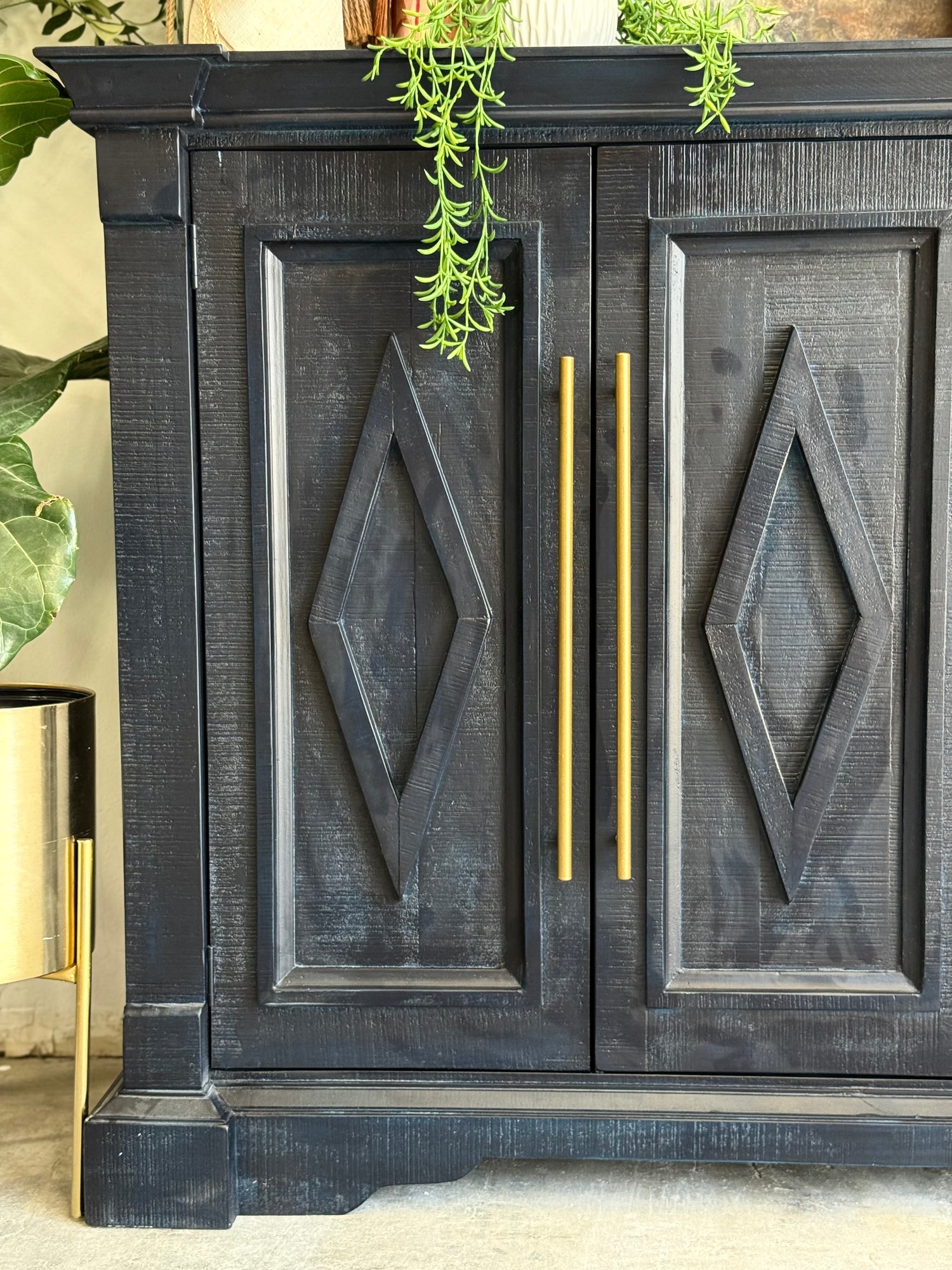 Chloe 6 Door Console-Deep Blue/Gold