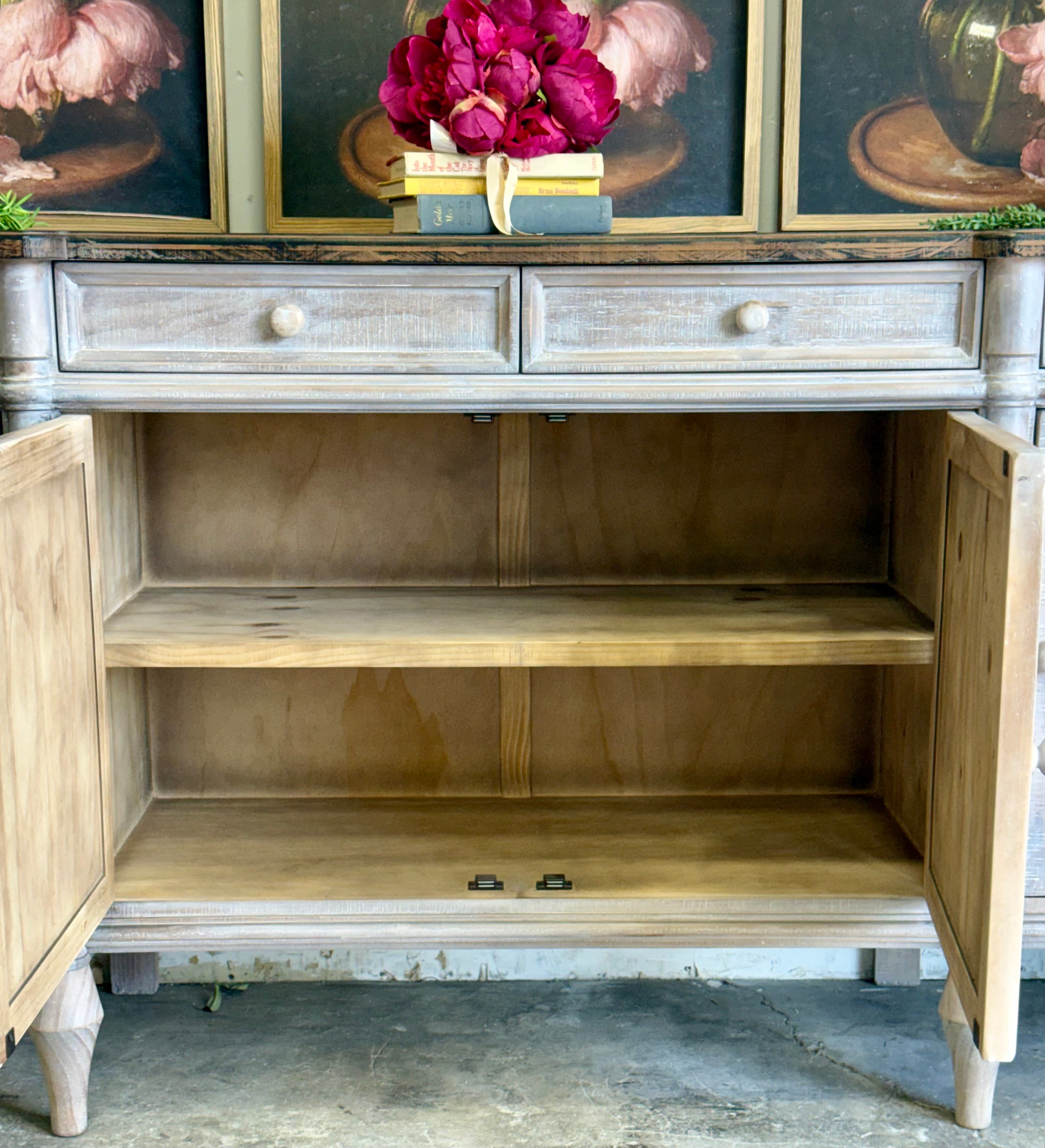Celine 4 Door Console-Soft Drift/Honeywood