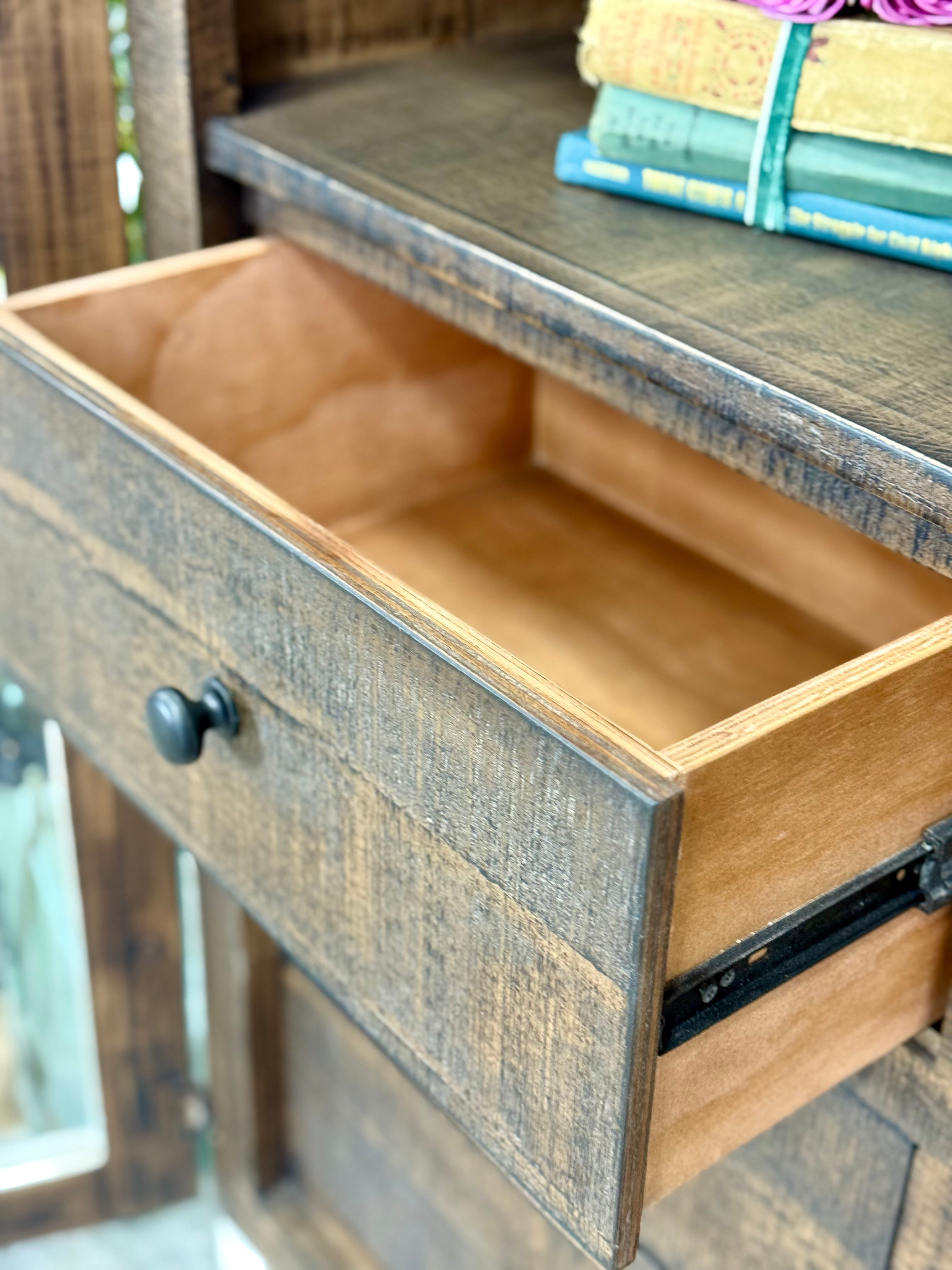 Melody Domed Vitrine-White Wheat/Honeywood