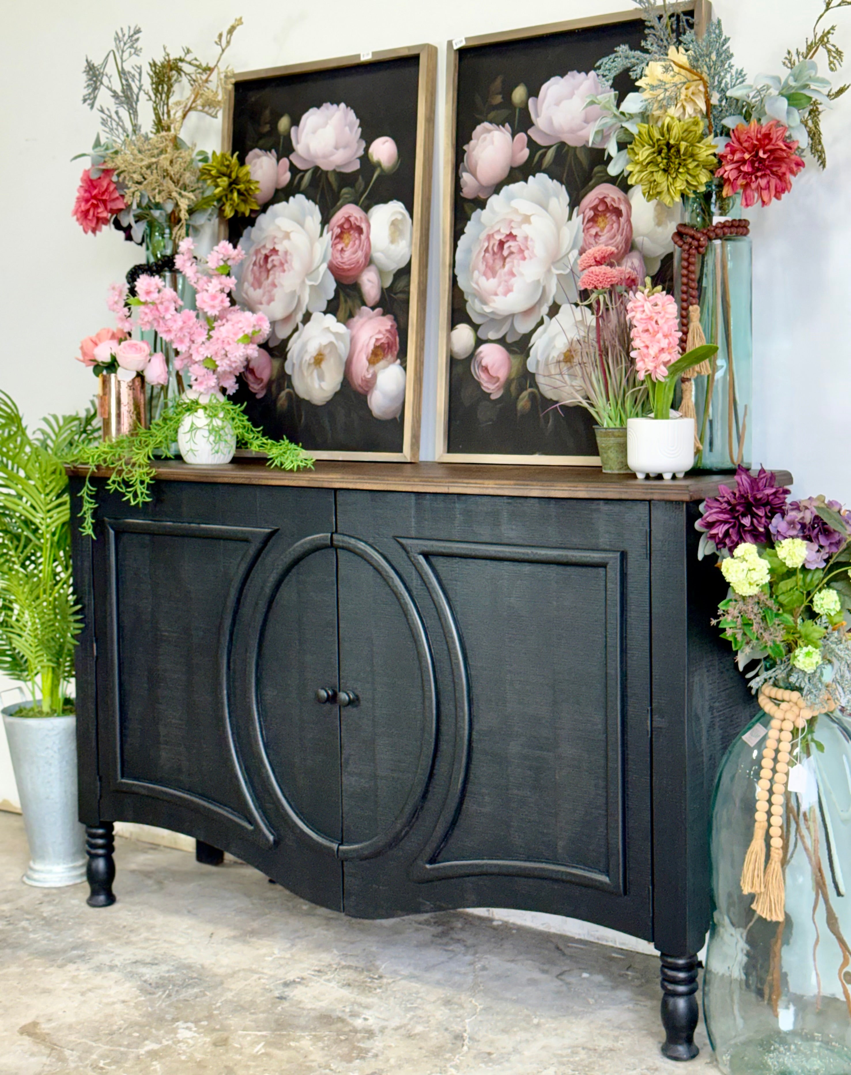 Natty Console- Handrubbed Black/Honeywood