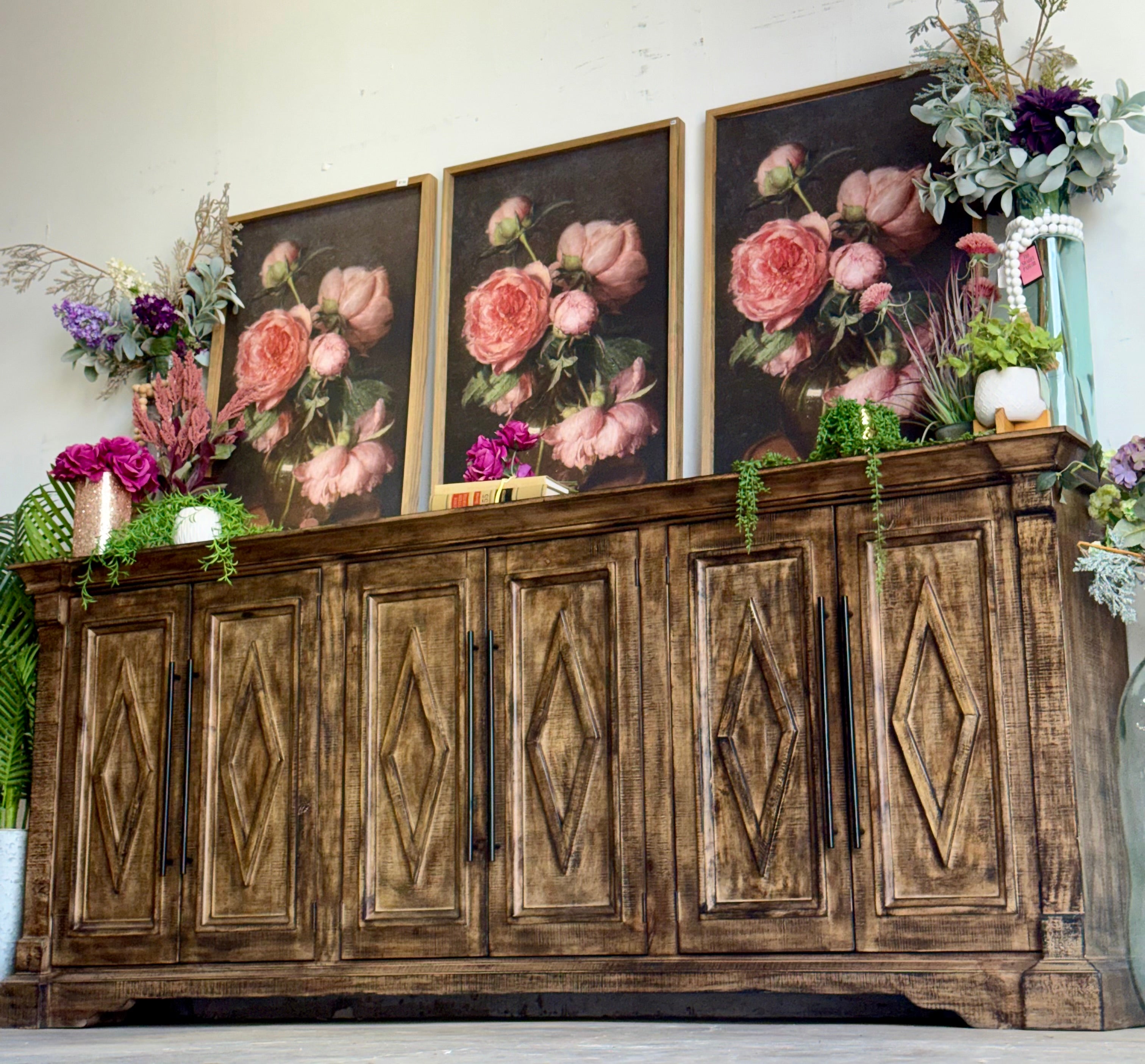 Chloe 6 Door Console-Pecan