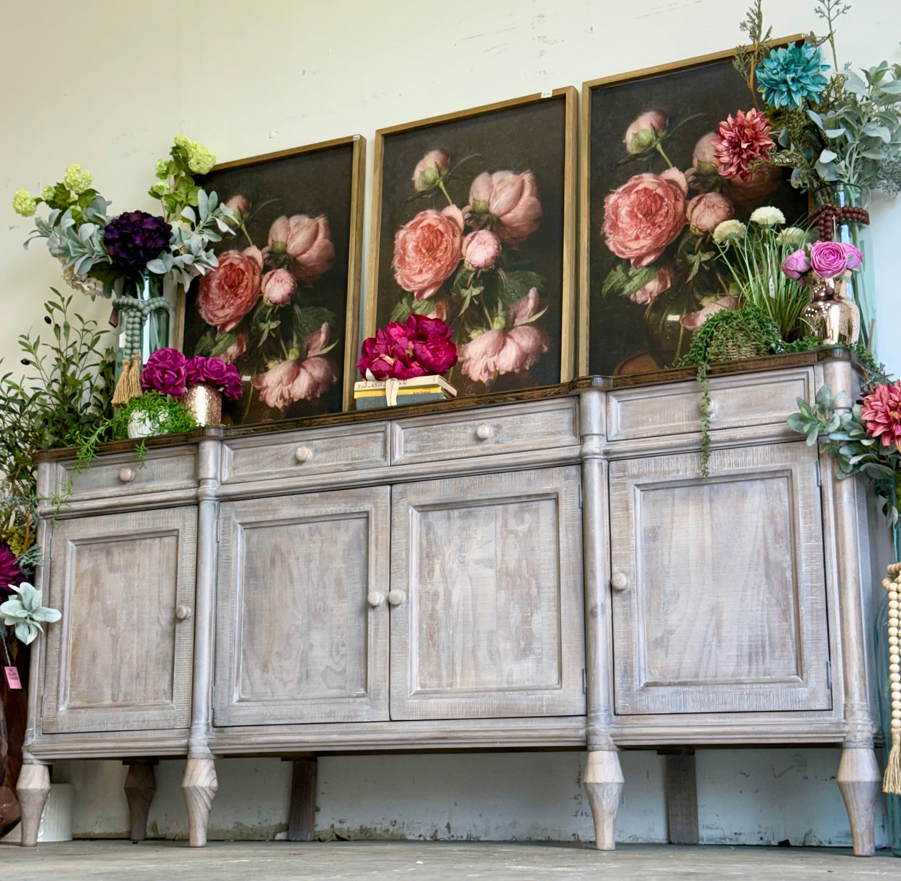 Celine 4 Door Console-Soft Drift/Honeywood