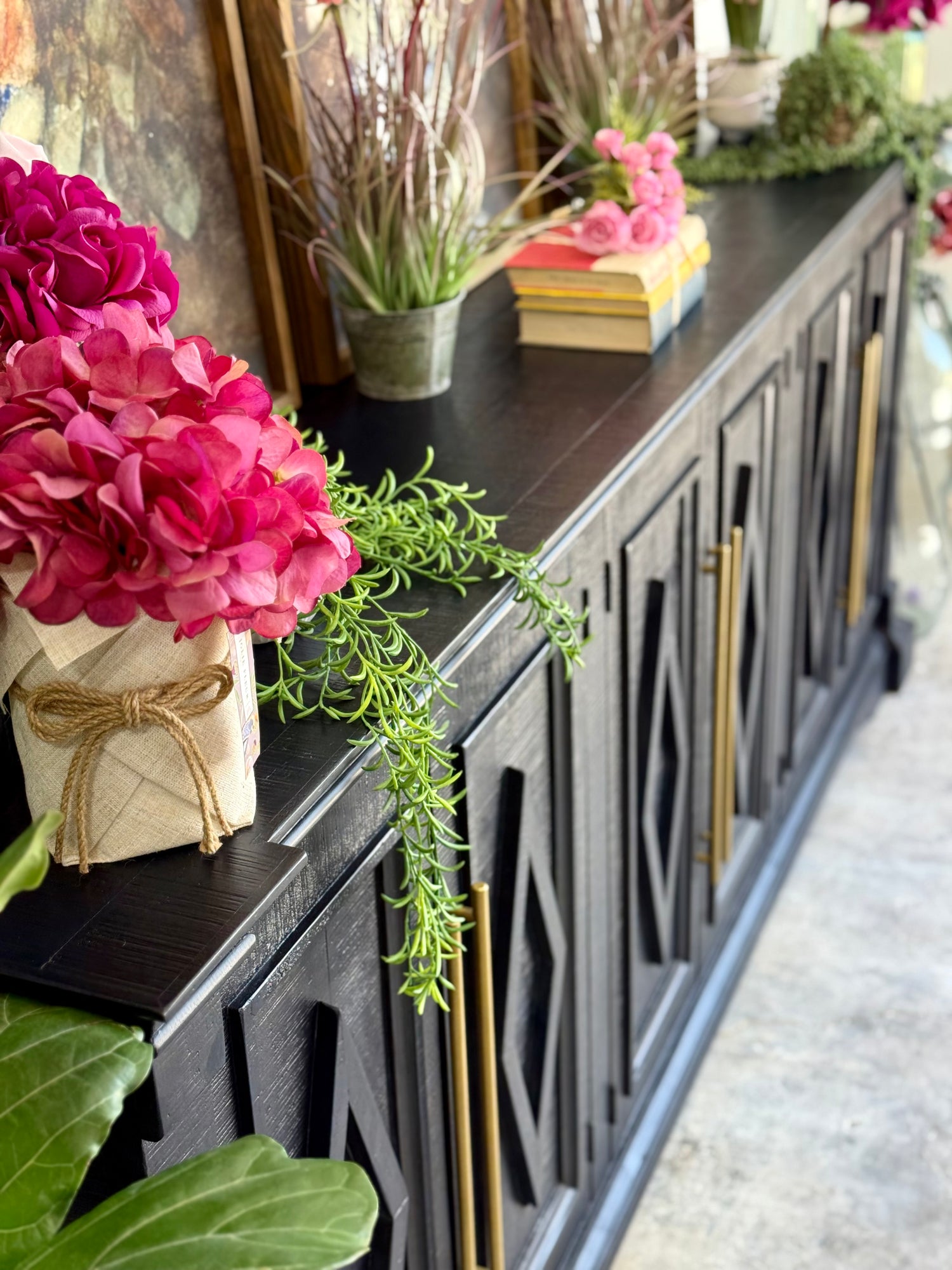 Chloe 6 Door Console-Deep Blue/Gold