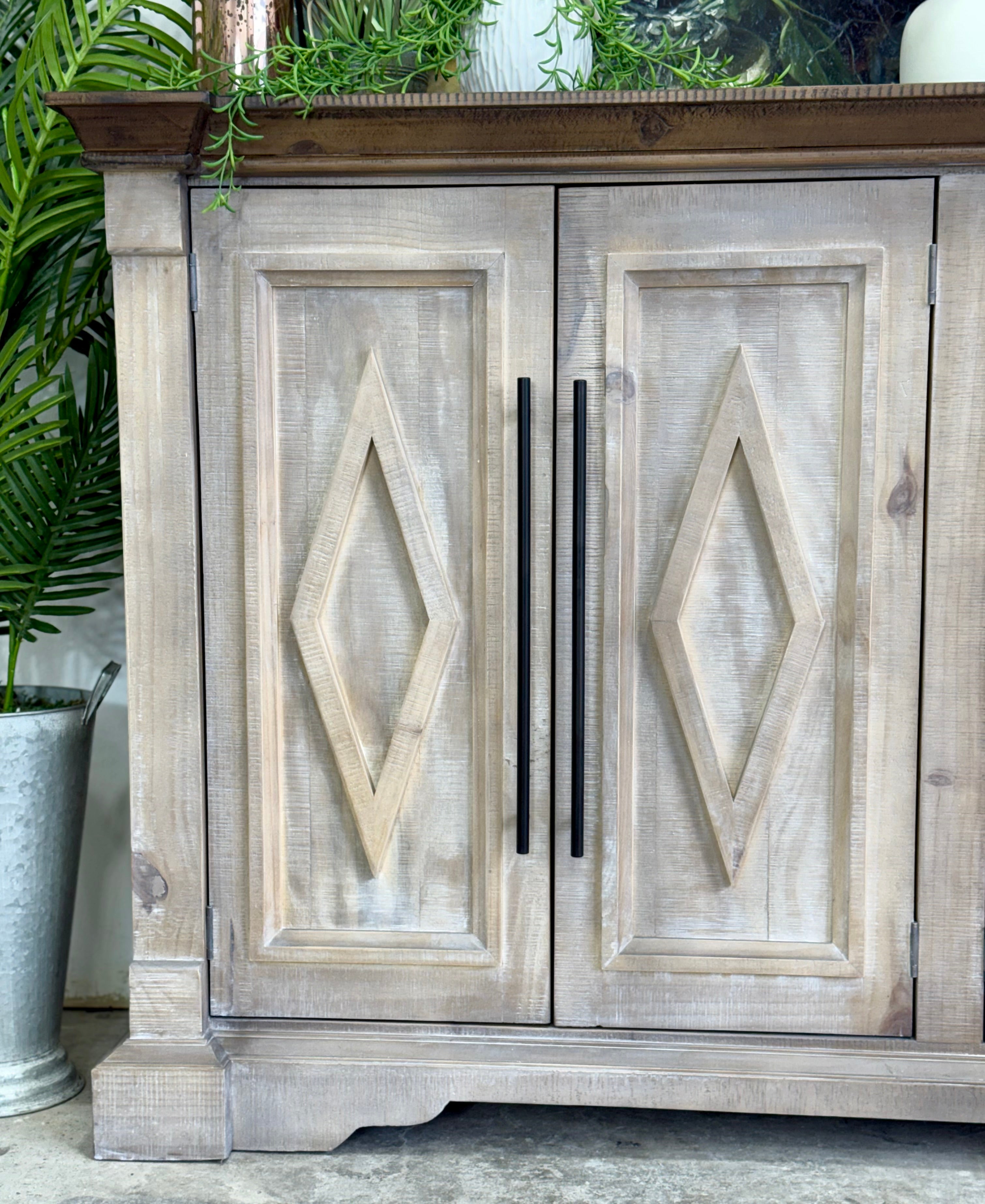 Chloe 6 Door Console-Soft Drift/Honeywood