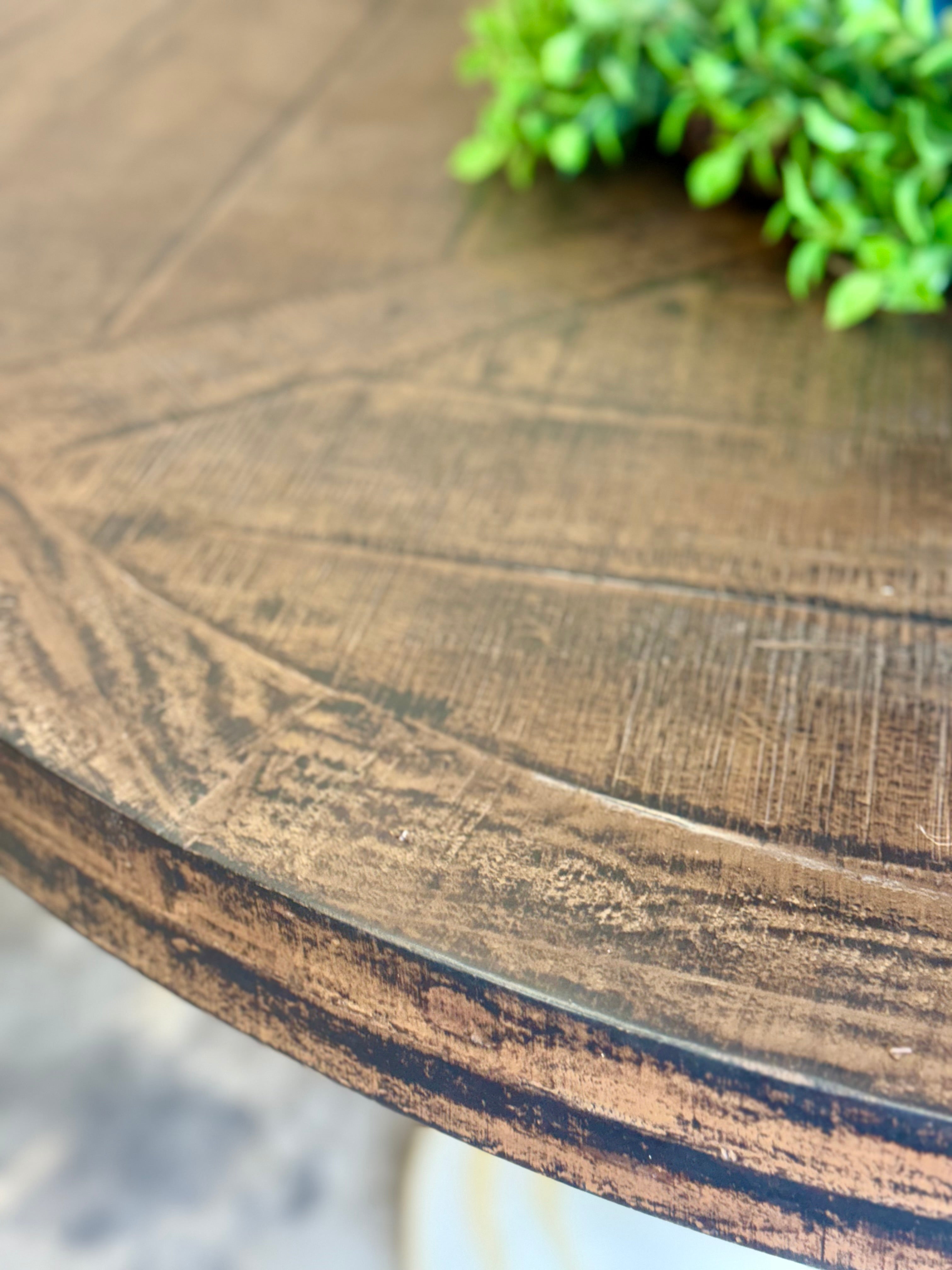 Clara 47" Round Dining Table-White Wheat/Honeywood