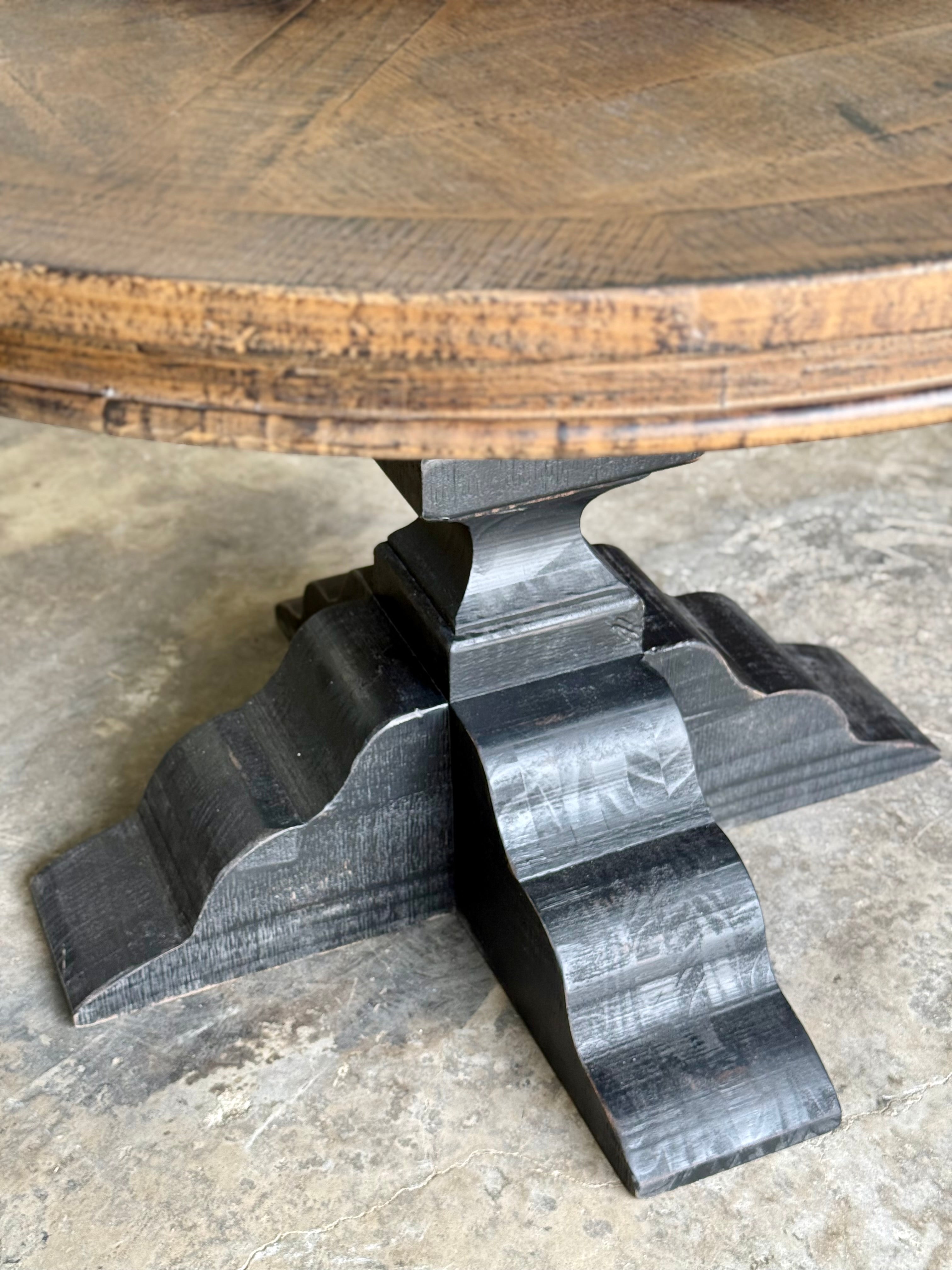 Callie 48" Round Table-Handrubbed Black/Honeywood