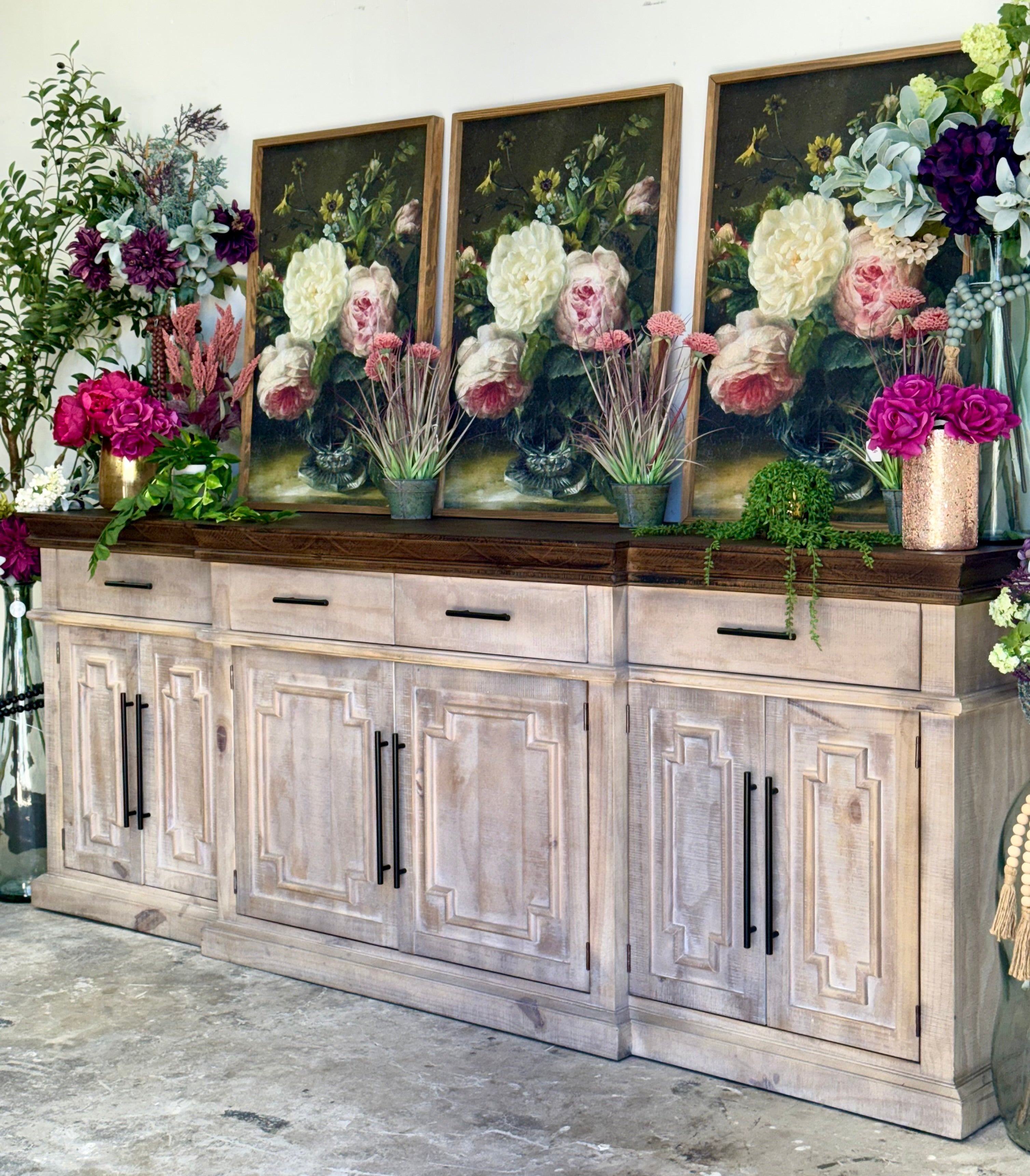 Reese 99" 6 Door Console-Soft Drift/Honeywood™