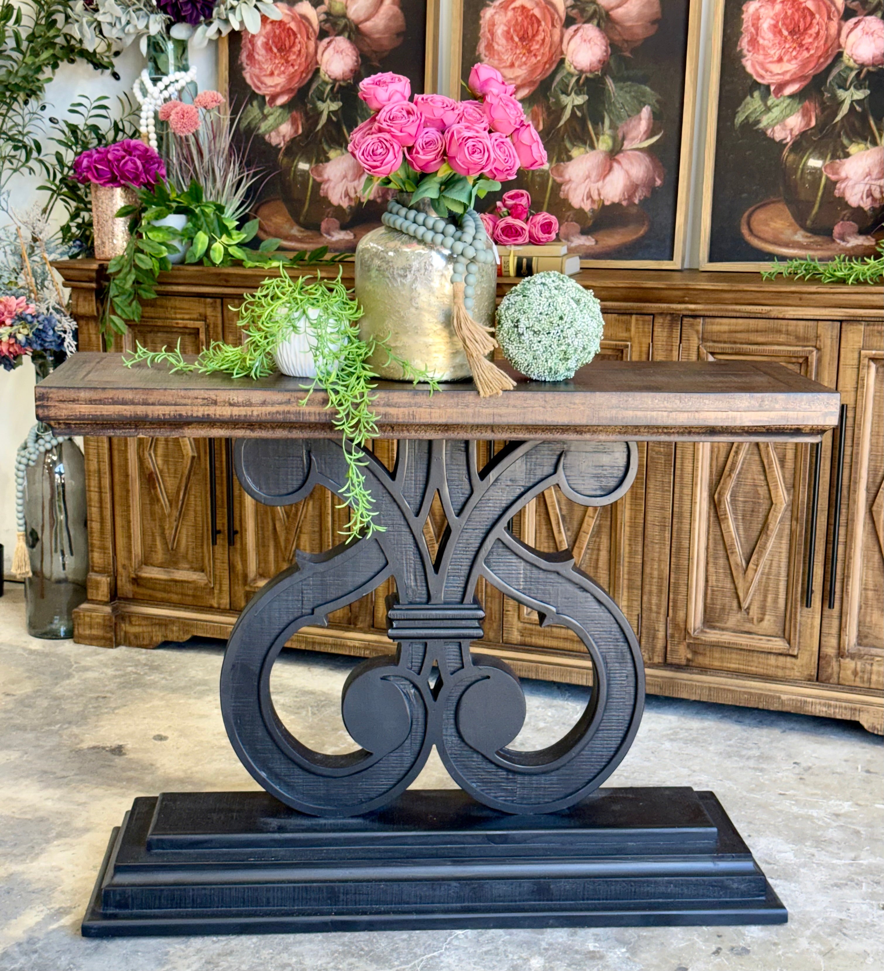 Harp Entryway-Black/Honeywood