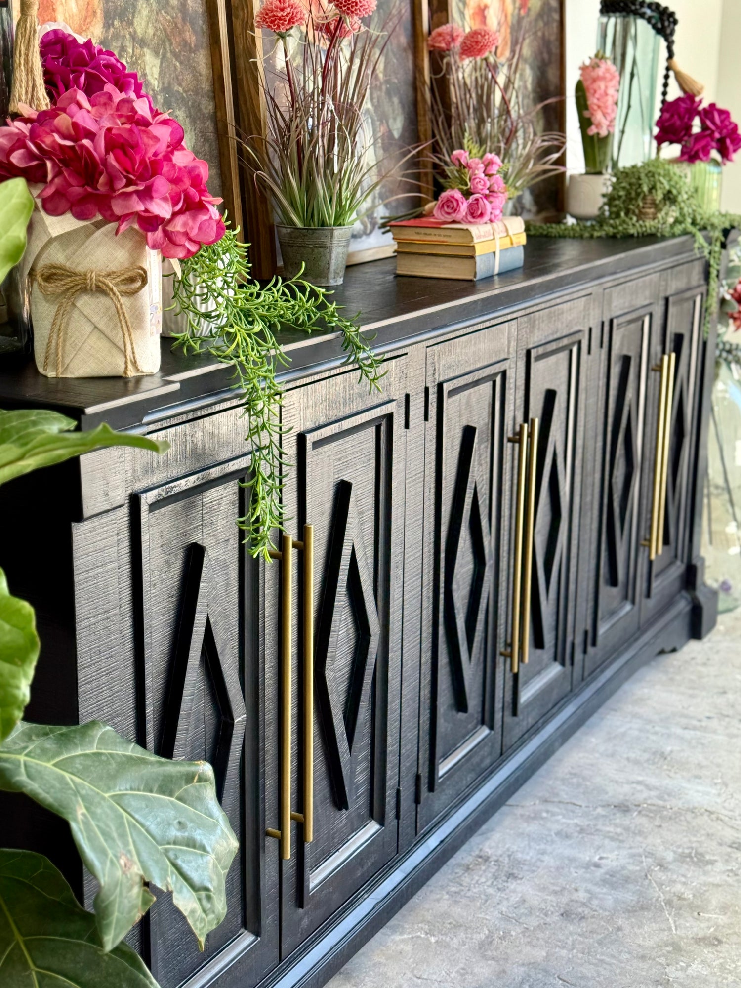 Chloe 6 Door Console-Deep Blue/Gold