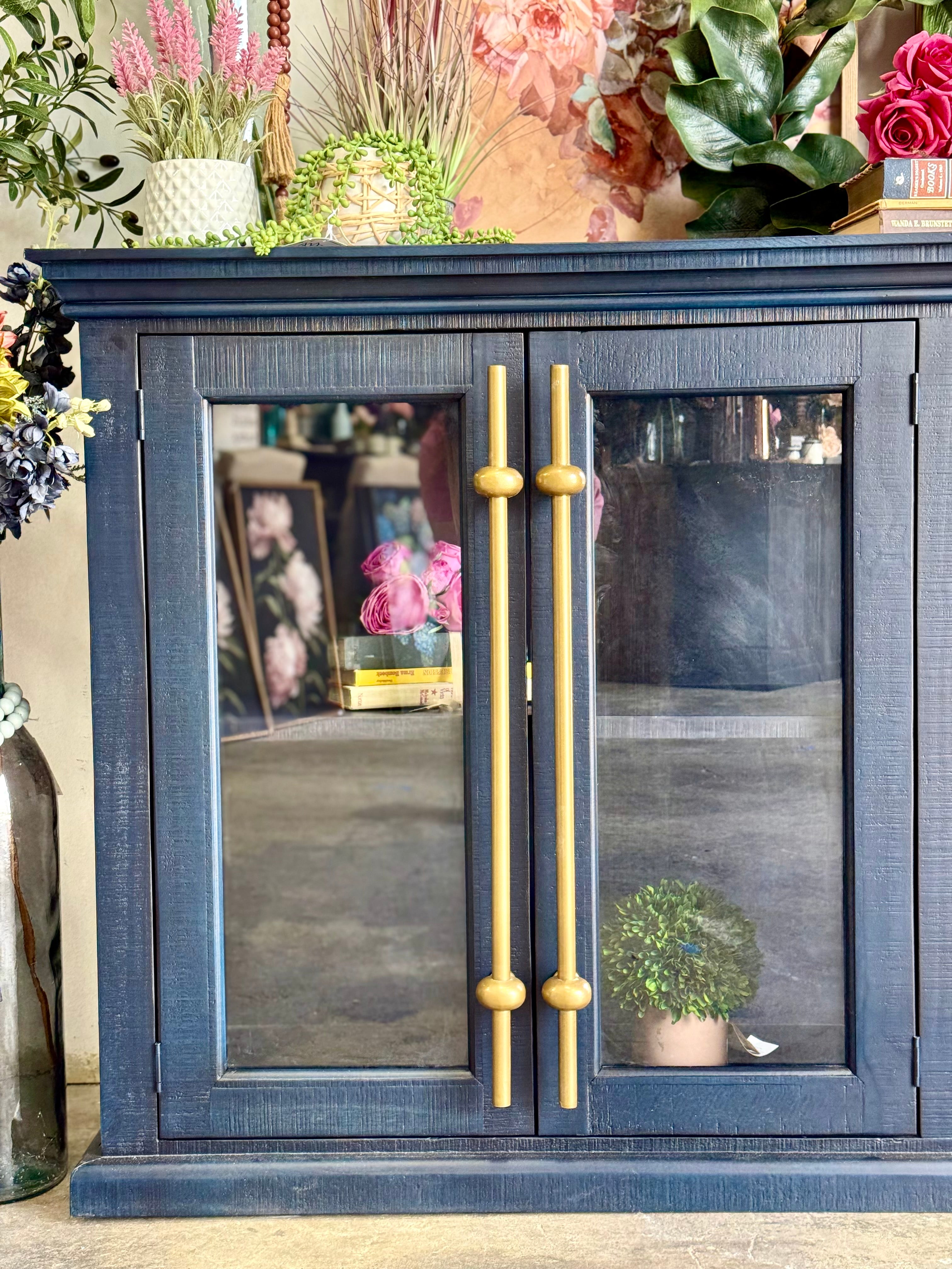 Emerson 4 Door Console-Deep Blue/Gold