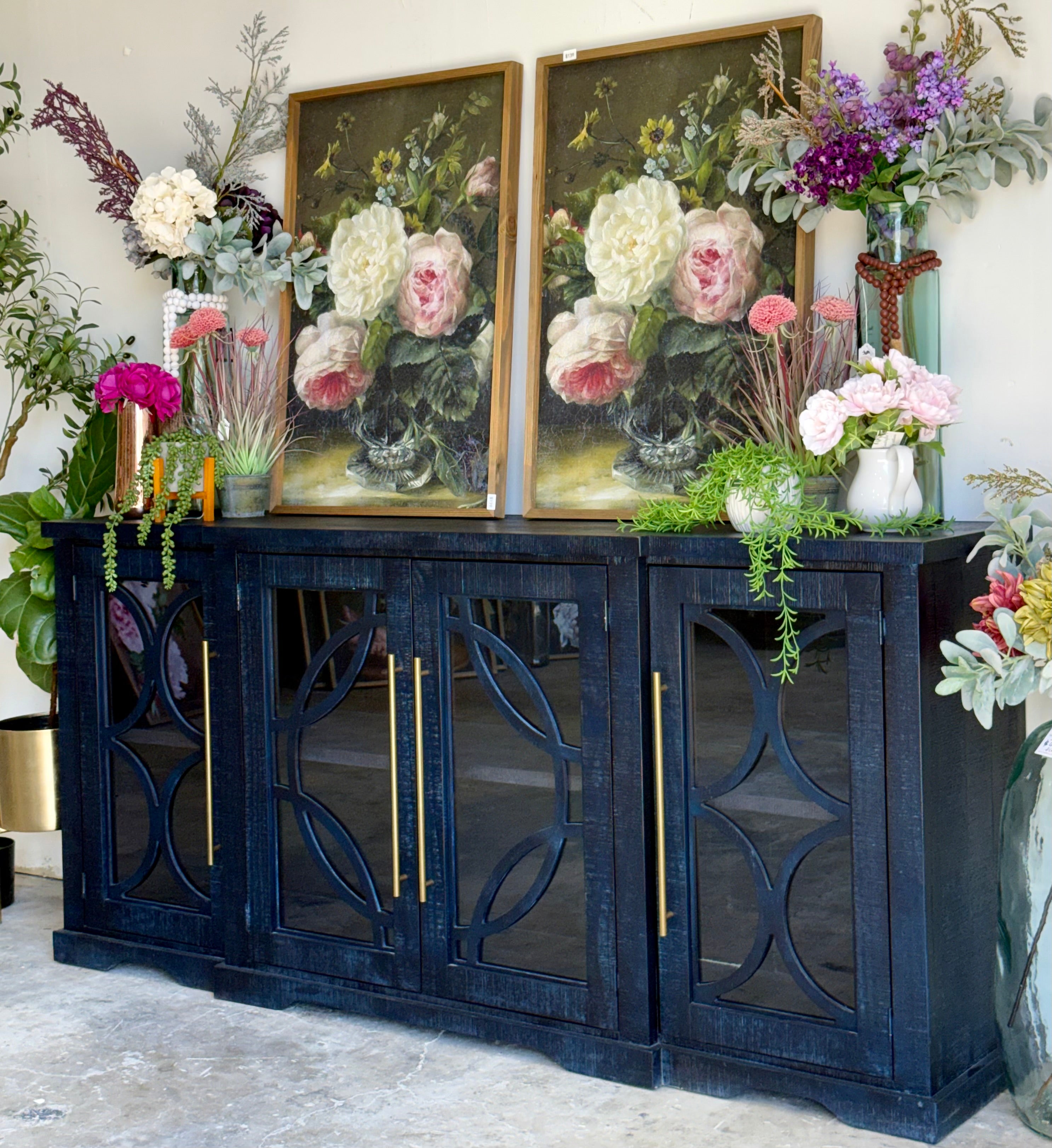 Circle Door Console-Deep Blue/Gold