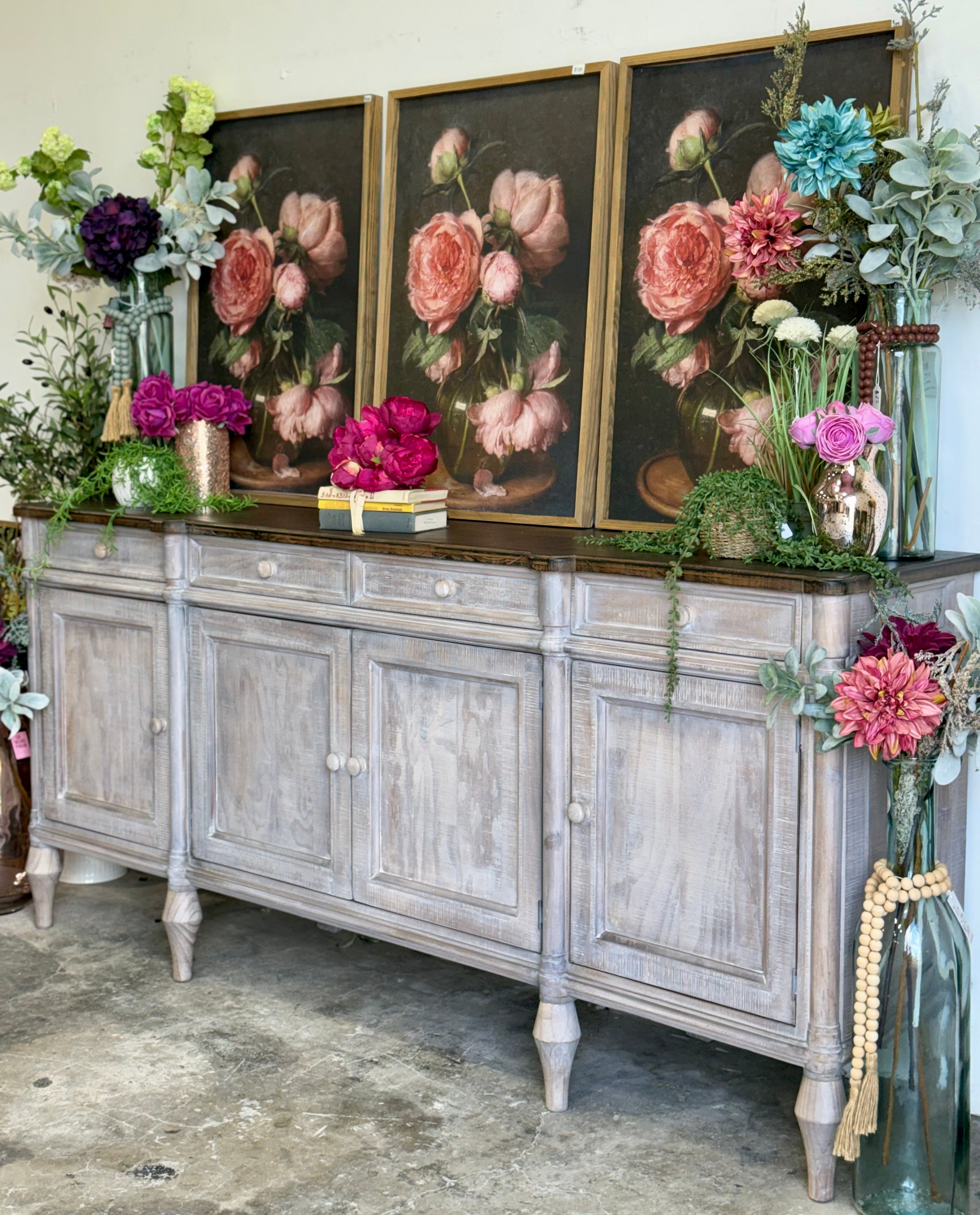 Celine 4 Door Console-Soft Drift/Honeywood
