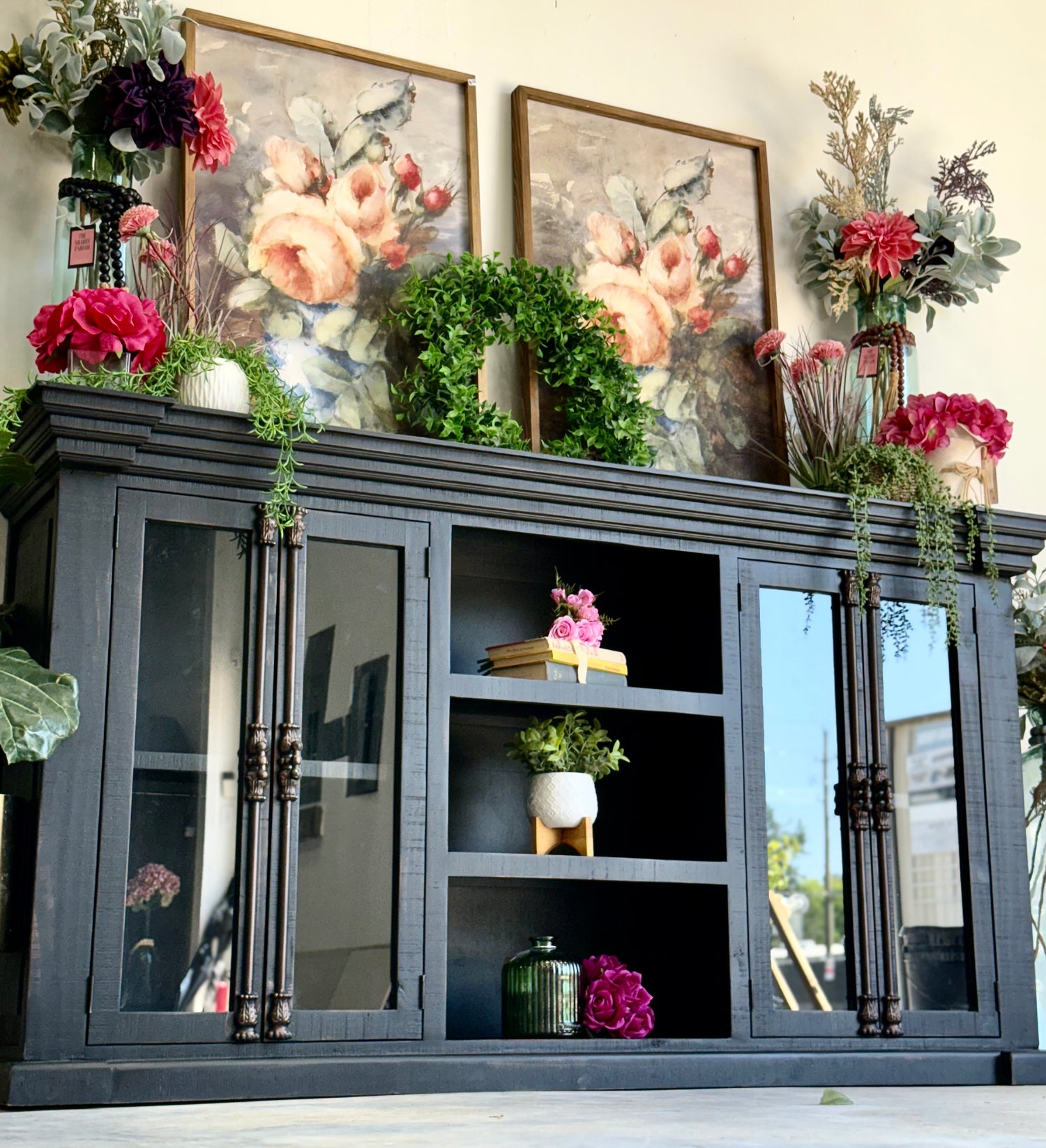 BLAKELY 4 Door Console-Handrubbed Black