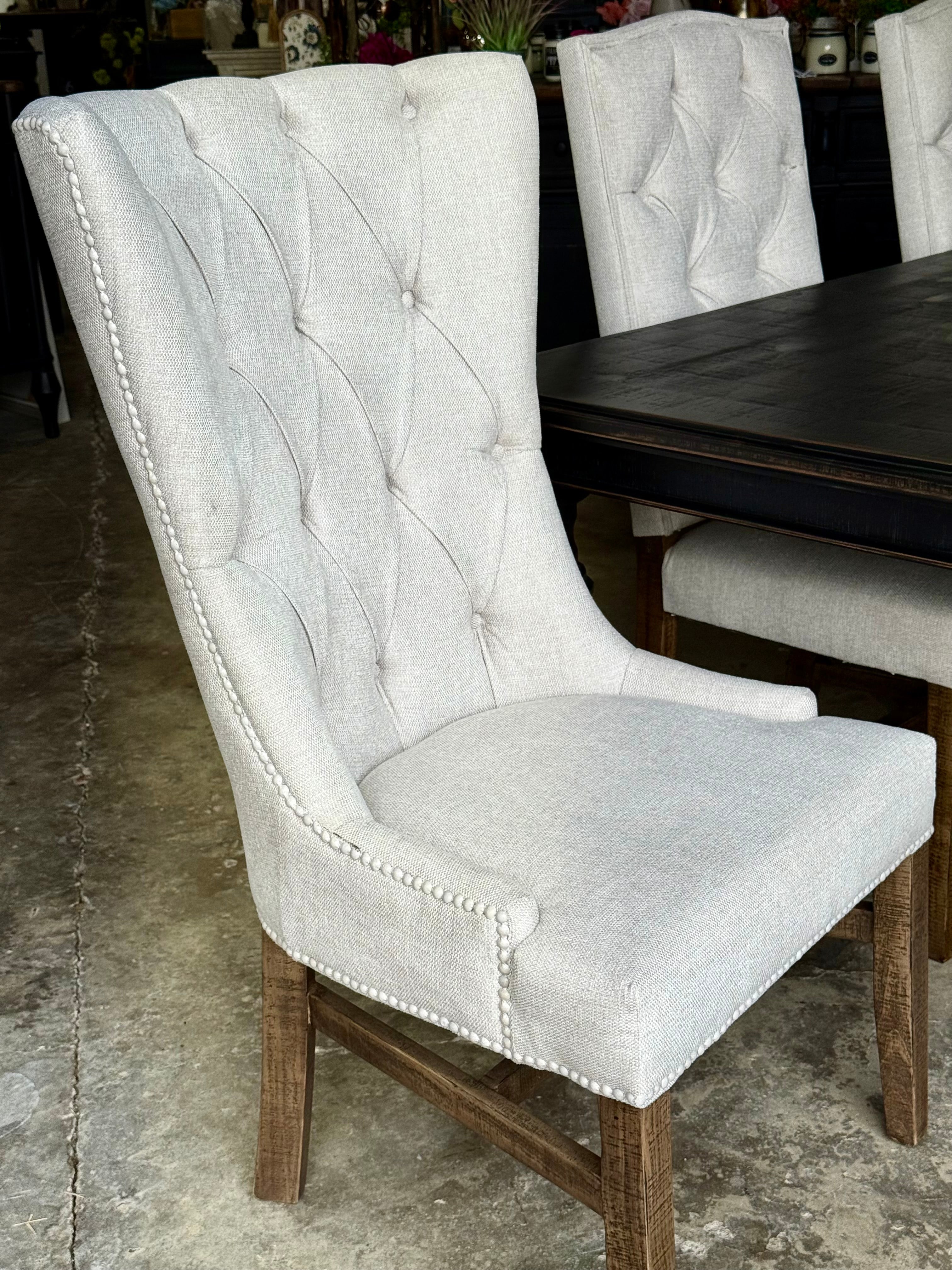 Adeline™ 7 Foot Dining Table Set With 6 Chairs-Handrubbed Black