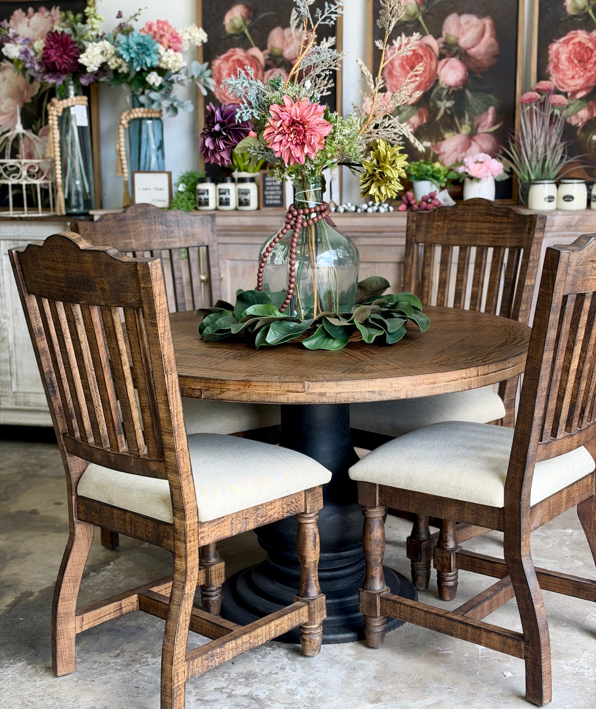 Clara 47" Round Dining Table-Black/Honeywood™