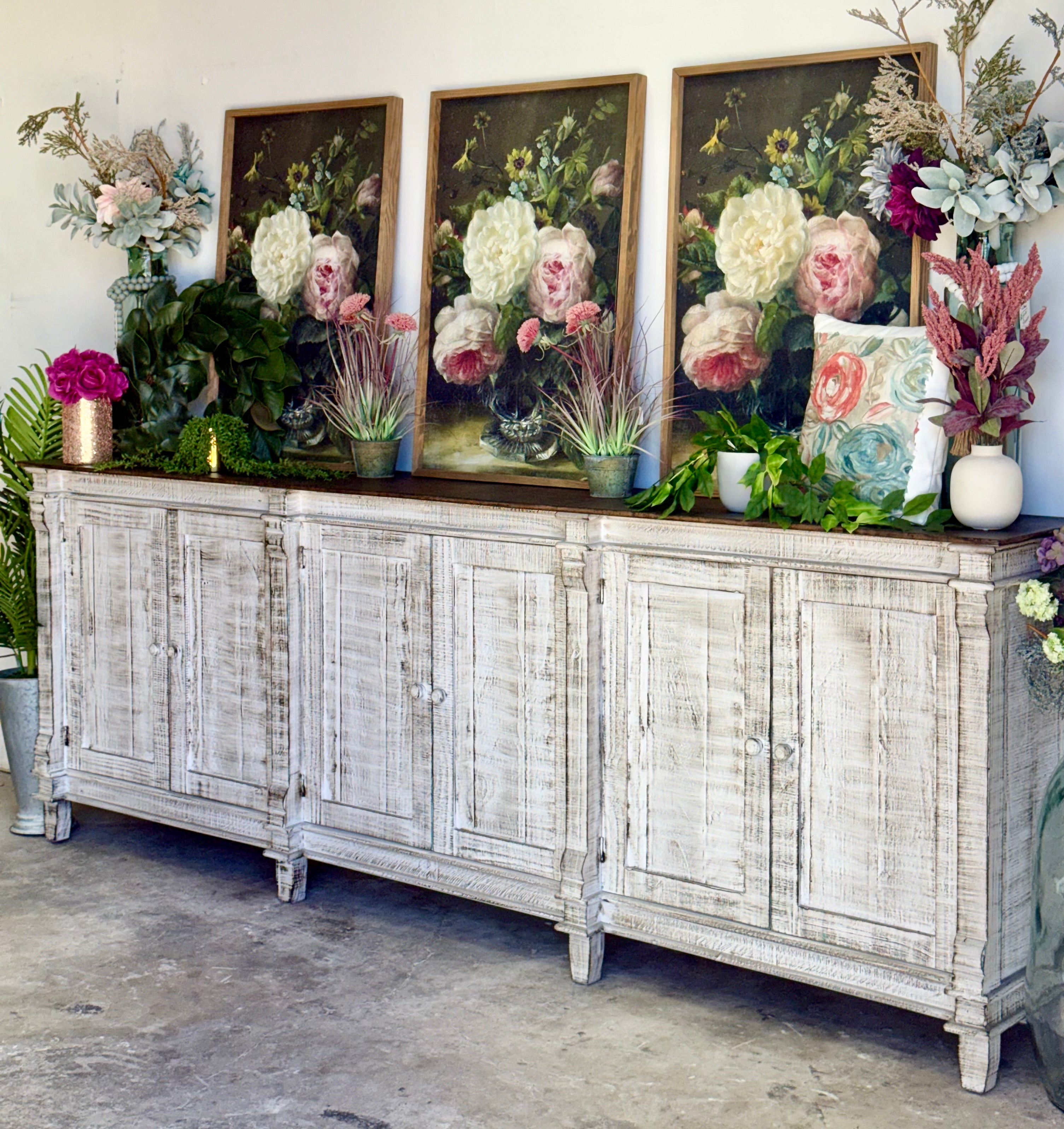 Allison 108" 6 Door Console-Toasted Wheat/Honeywood