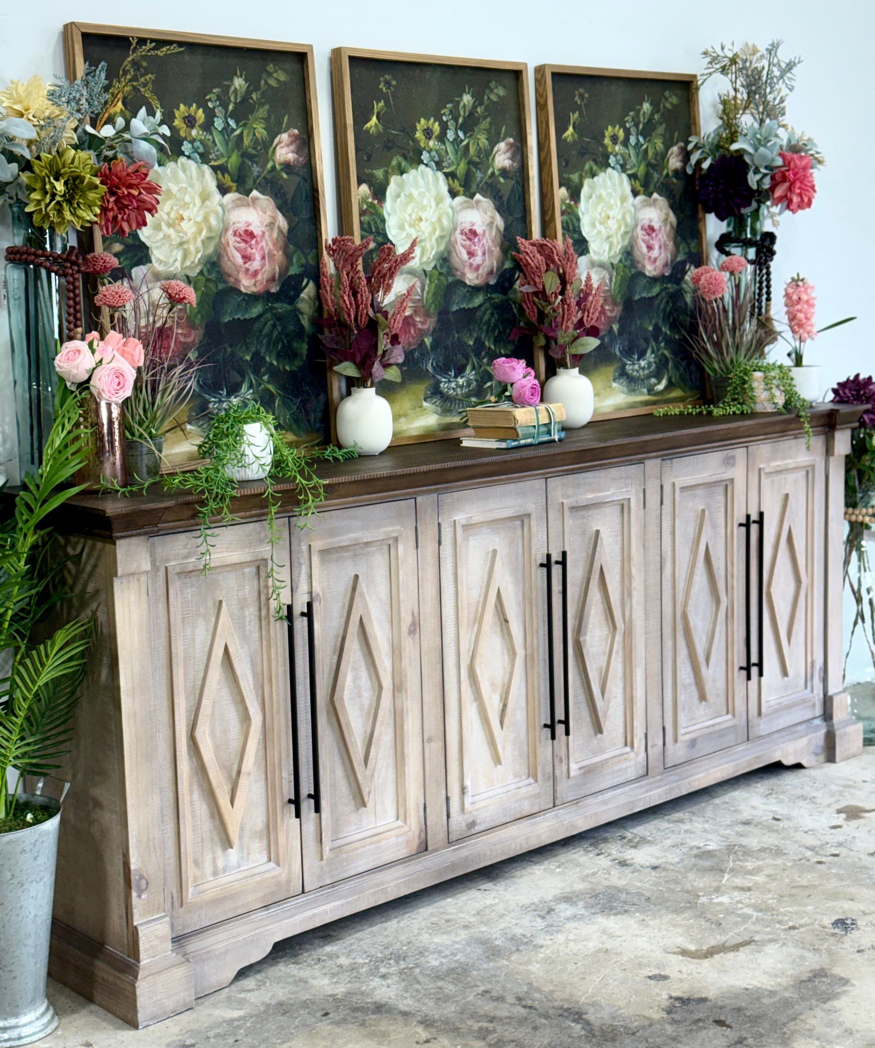 Chloe 6 Door Console-Soft Drift/Honeywood