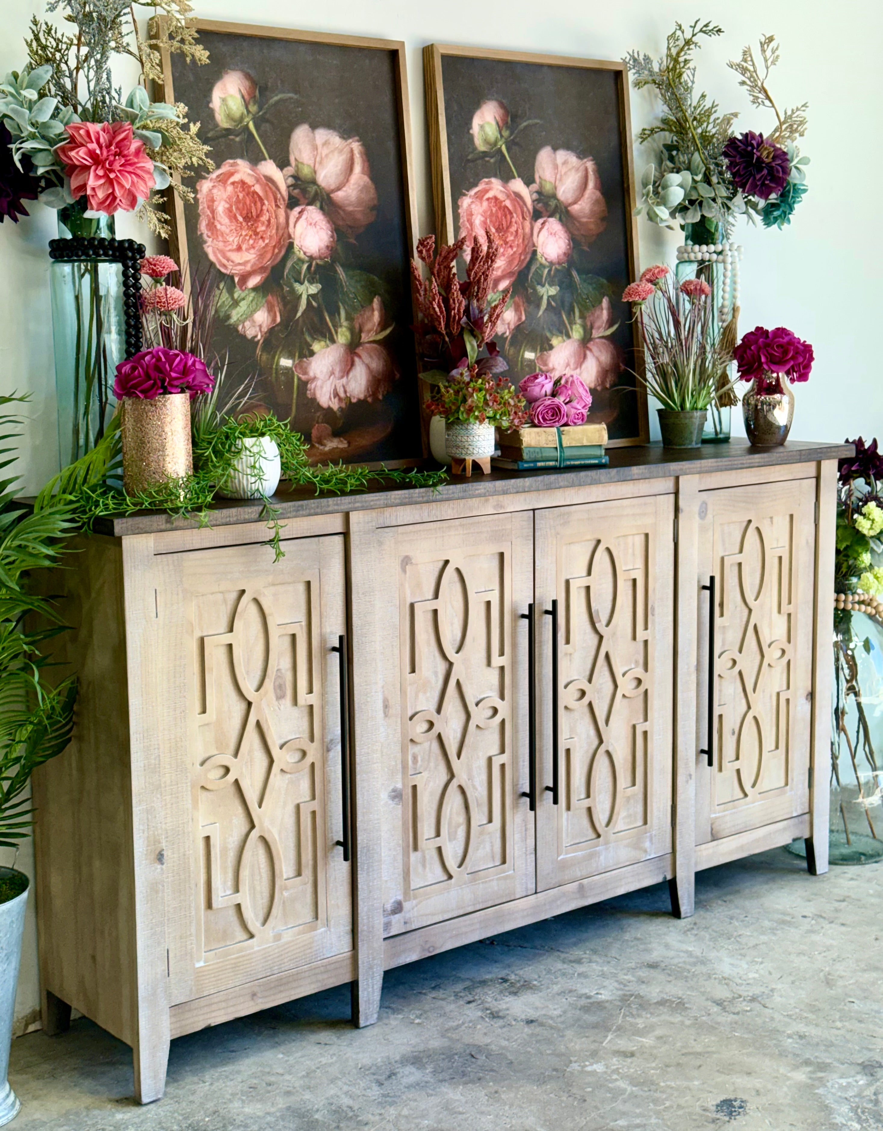 Ivy 4 Door Console-Soft Drift/Honeywood™