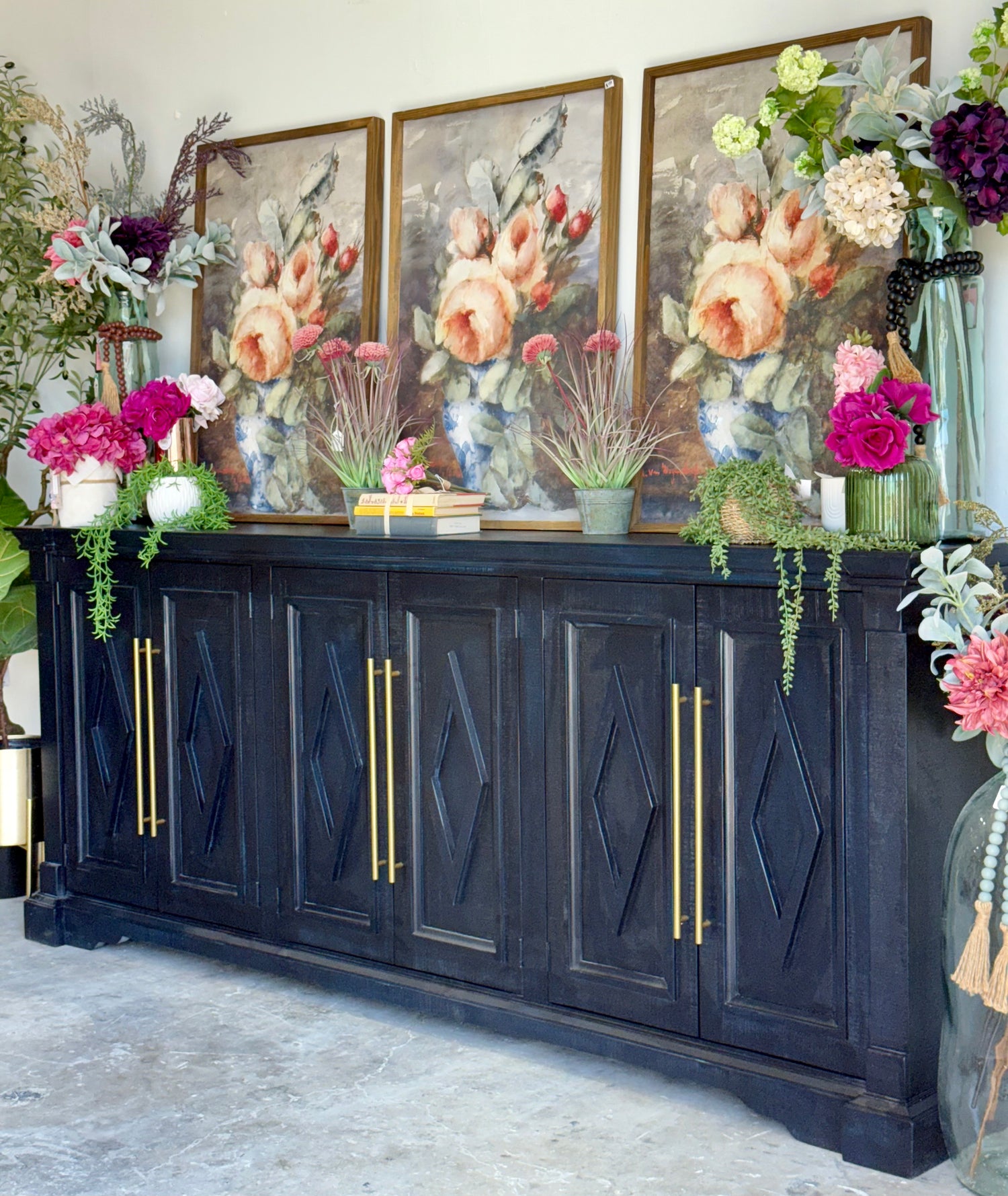 Chloe 6 Door Console-Deep Blue/Gold