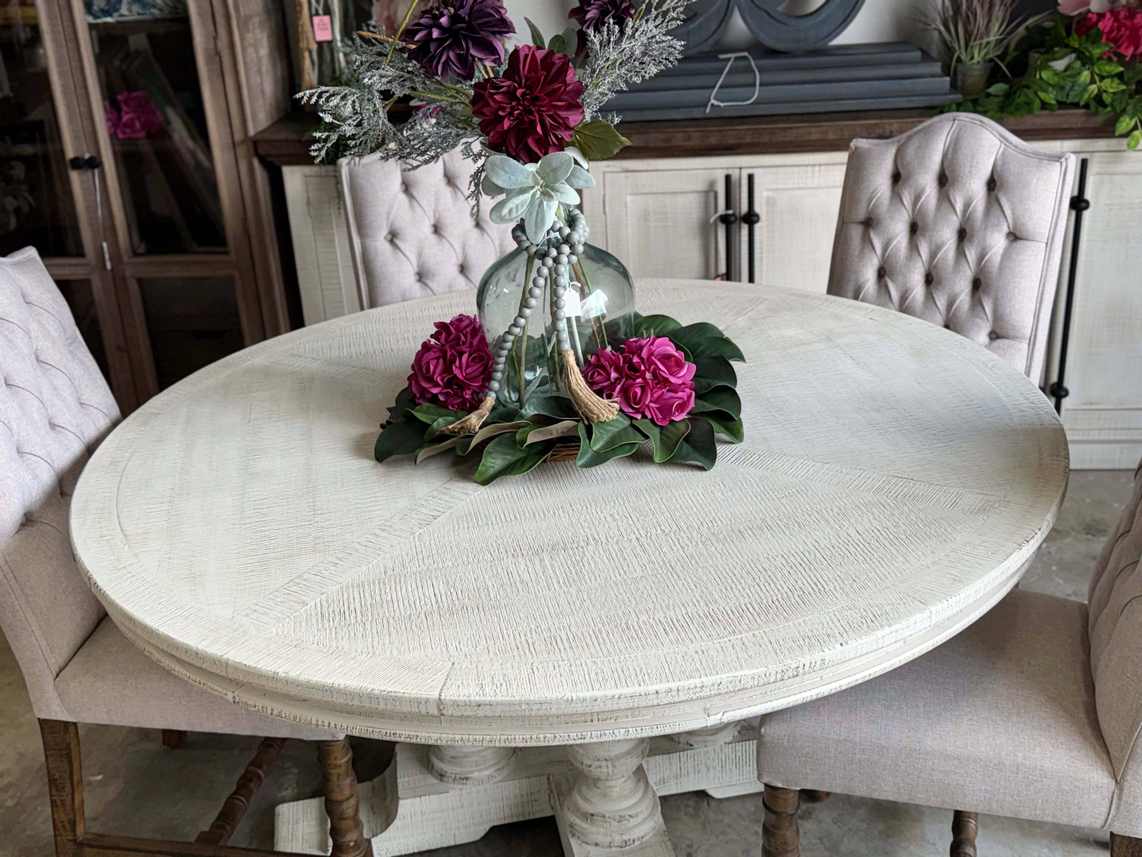 Kennedy 63" Round Dining Table-White Wheat