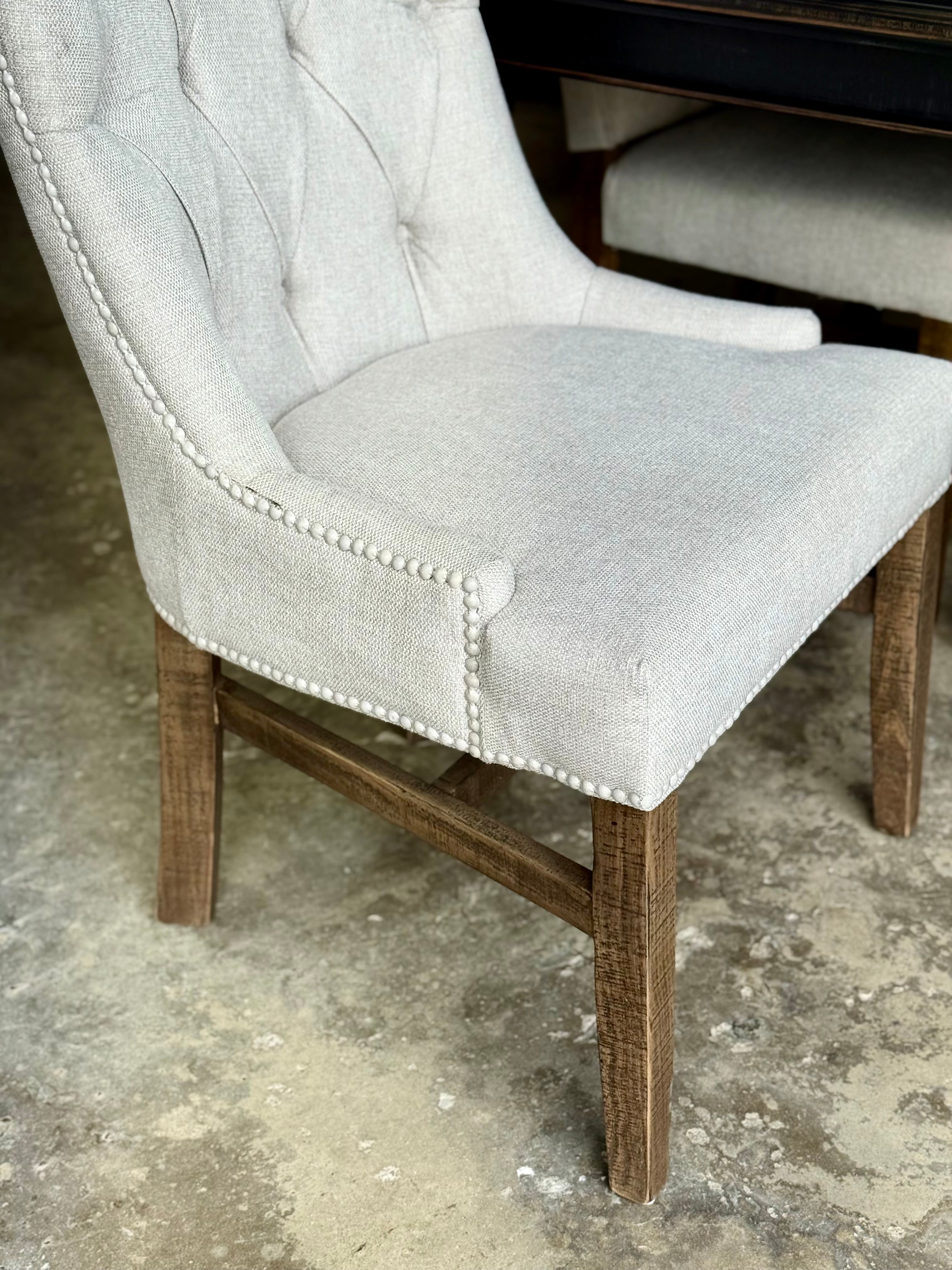 Adeline™ 7 Foot Dining Table Set With 6 Chairs-Handrubbed Black