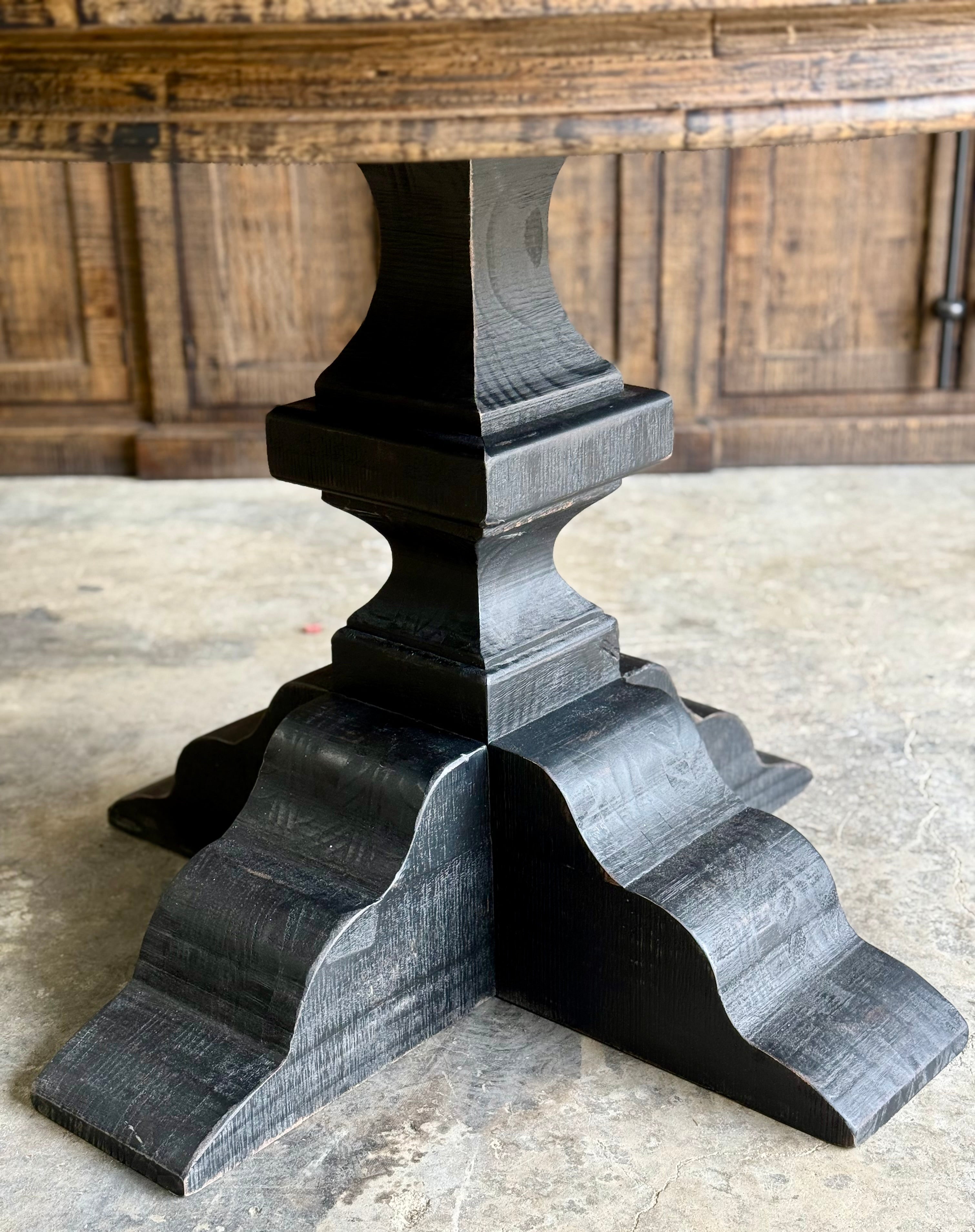 Callie 48" Round Table-Handrubbed Black/Honeywood