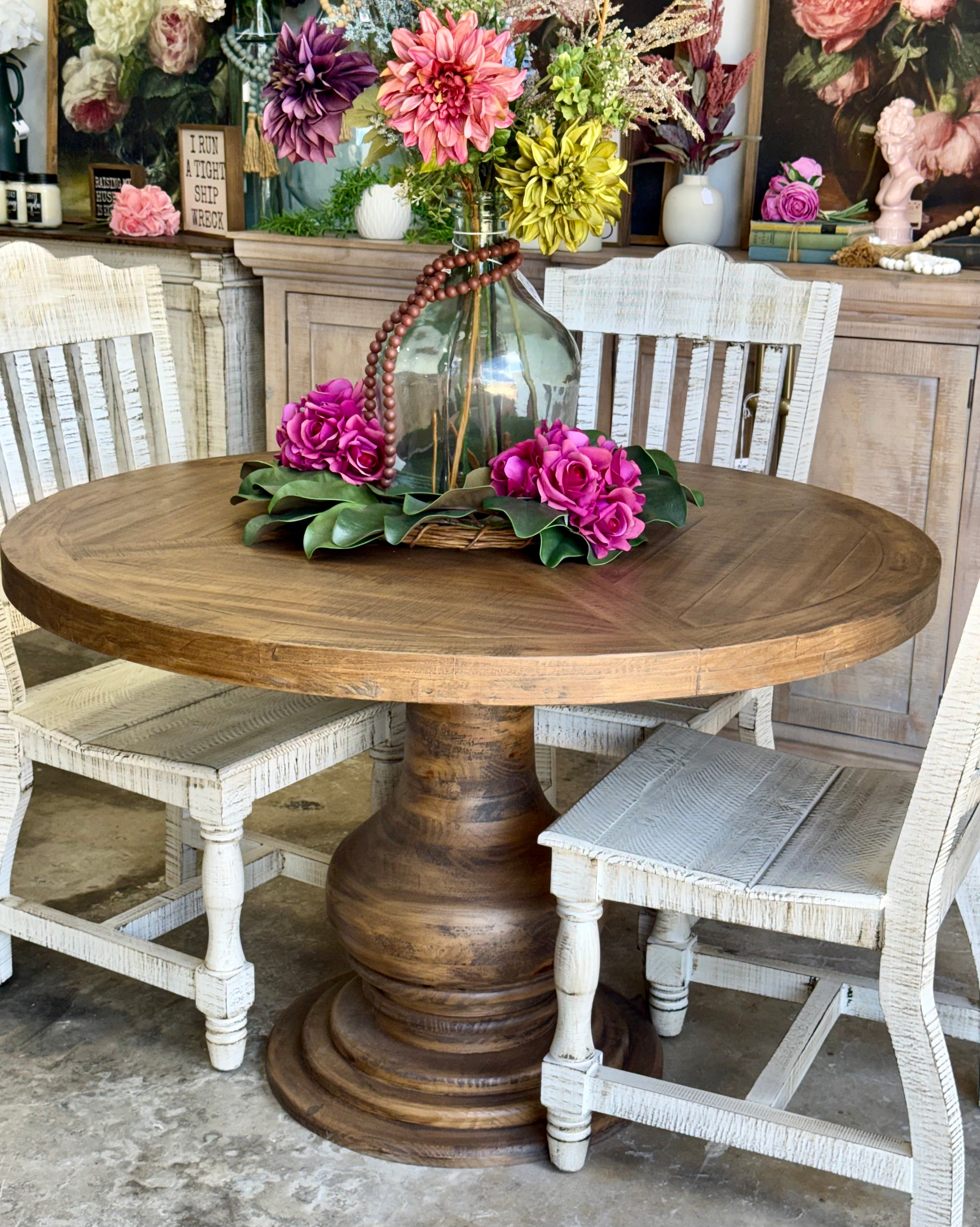 Clara 47" Round Dining Table-Timber