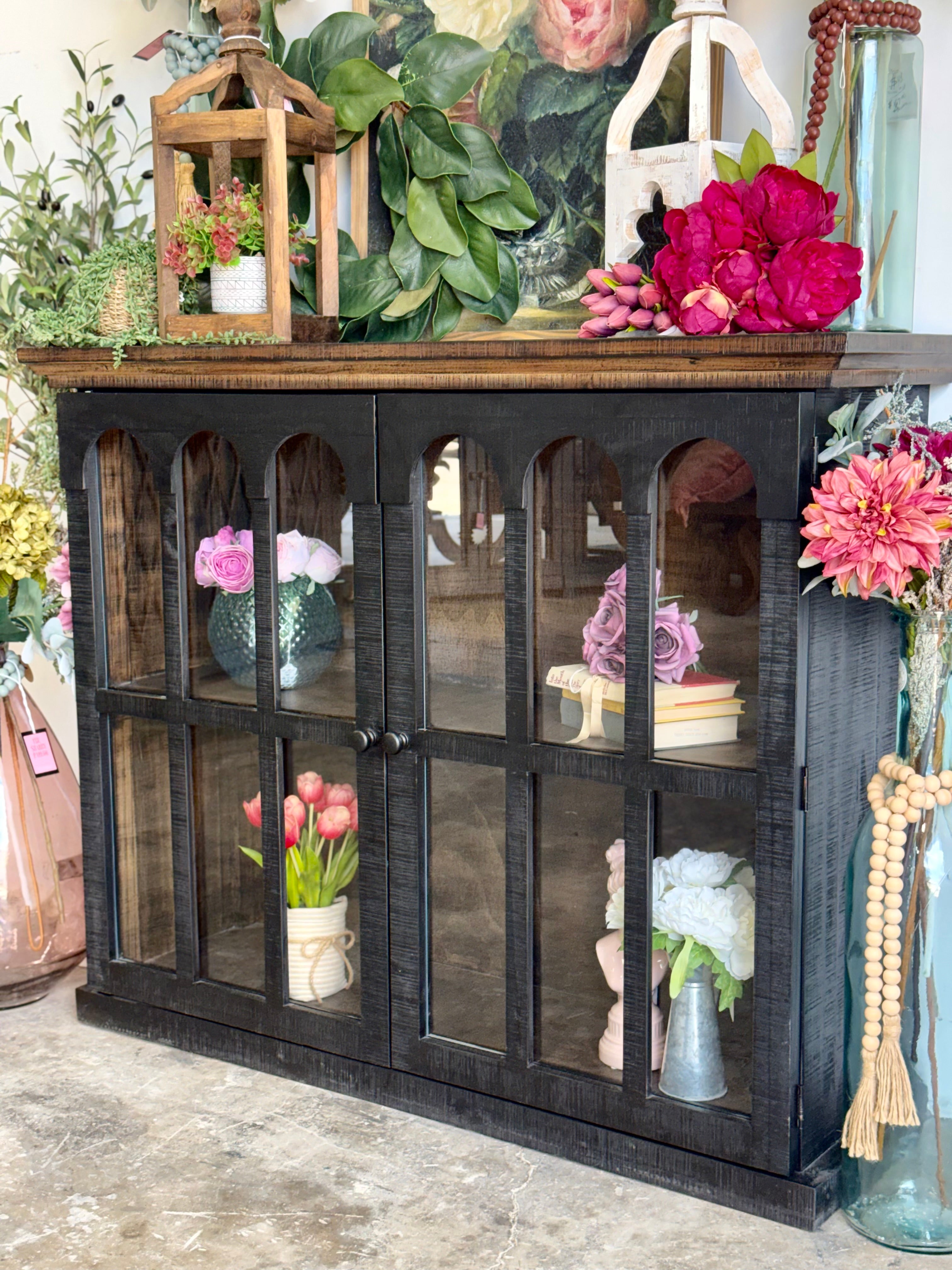 Gia 2 Door Console-Black/Honeywood