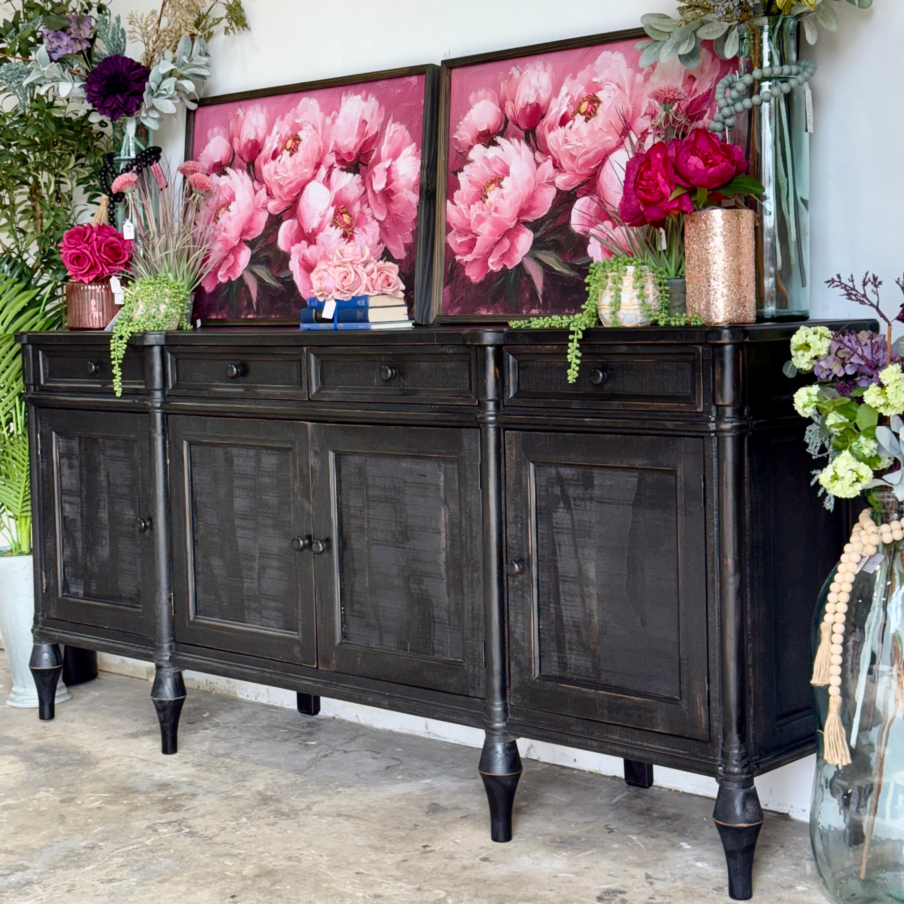 Celine 4 Door Console-Handrubbed Black