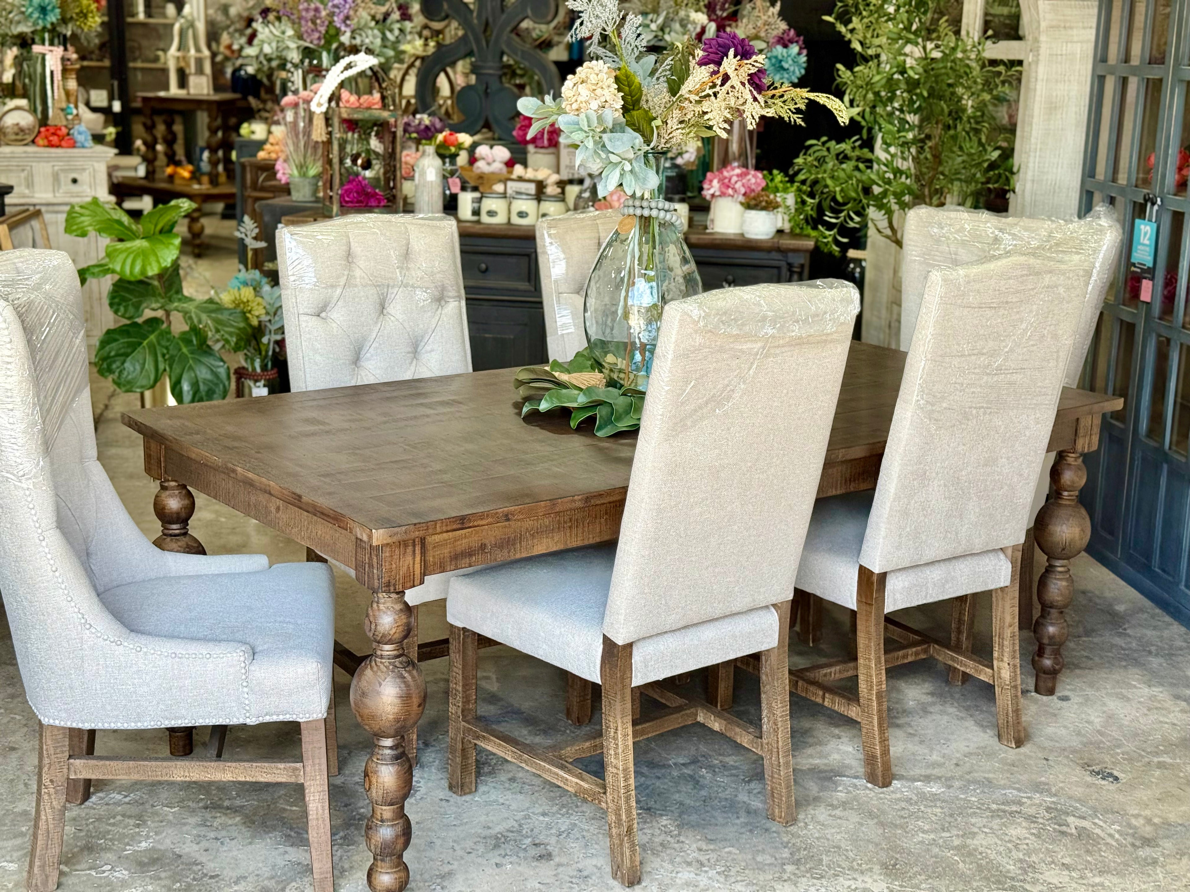 Sophie 7 Foot Honeywood™ Dining Table Set With Chairs