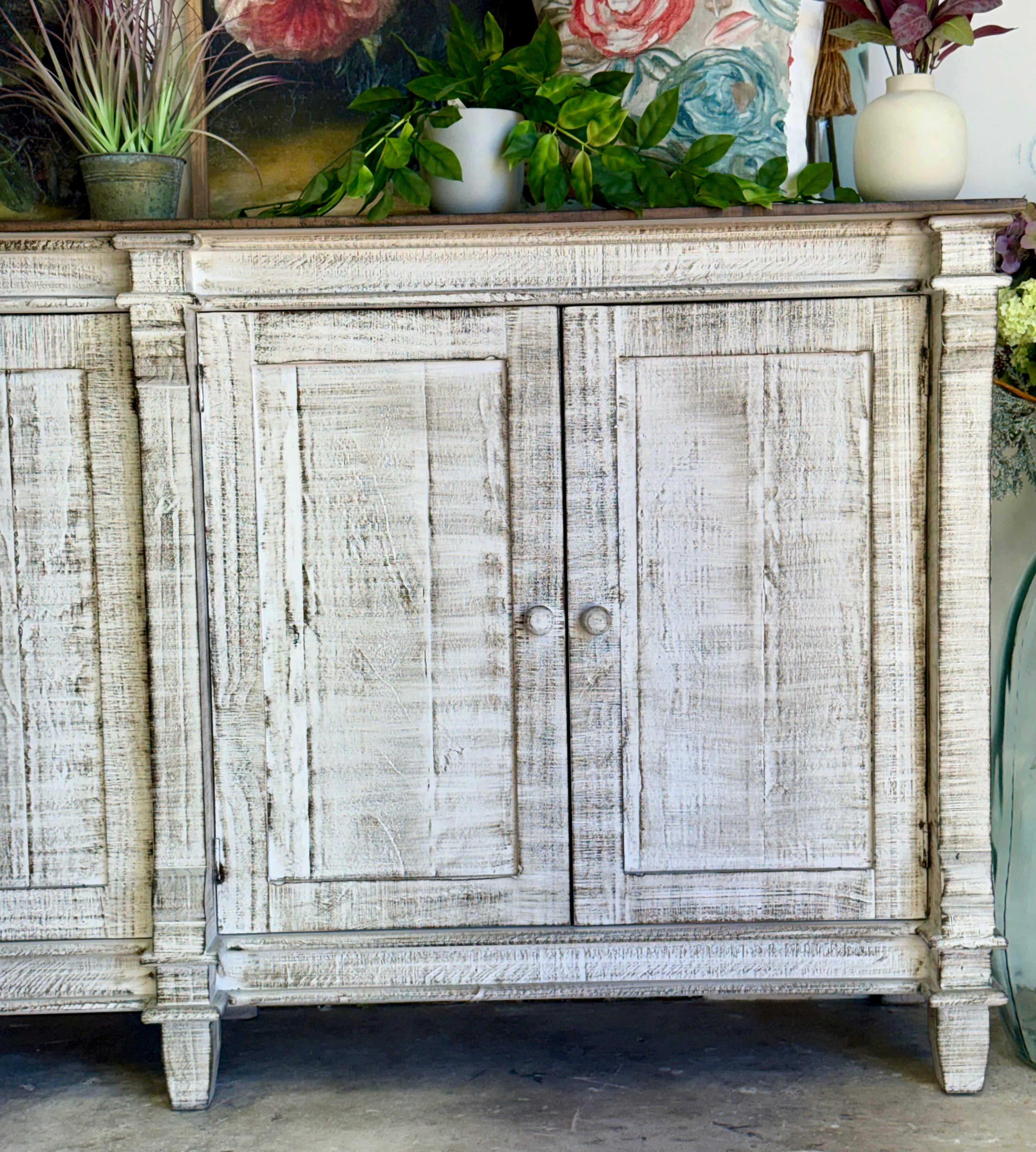 Allison 108" 6 Door Console-Toasted Wheat/Honeywood