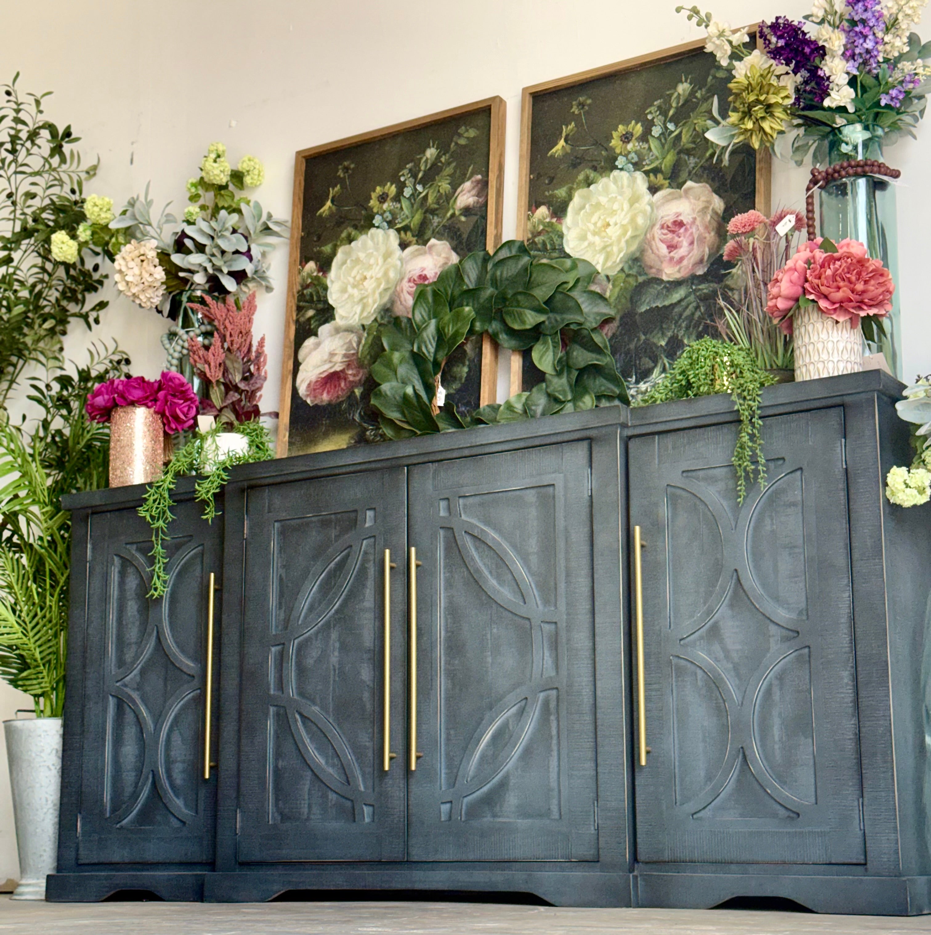 Circle Door Console-Blue Haze/Gold