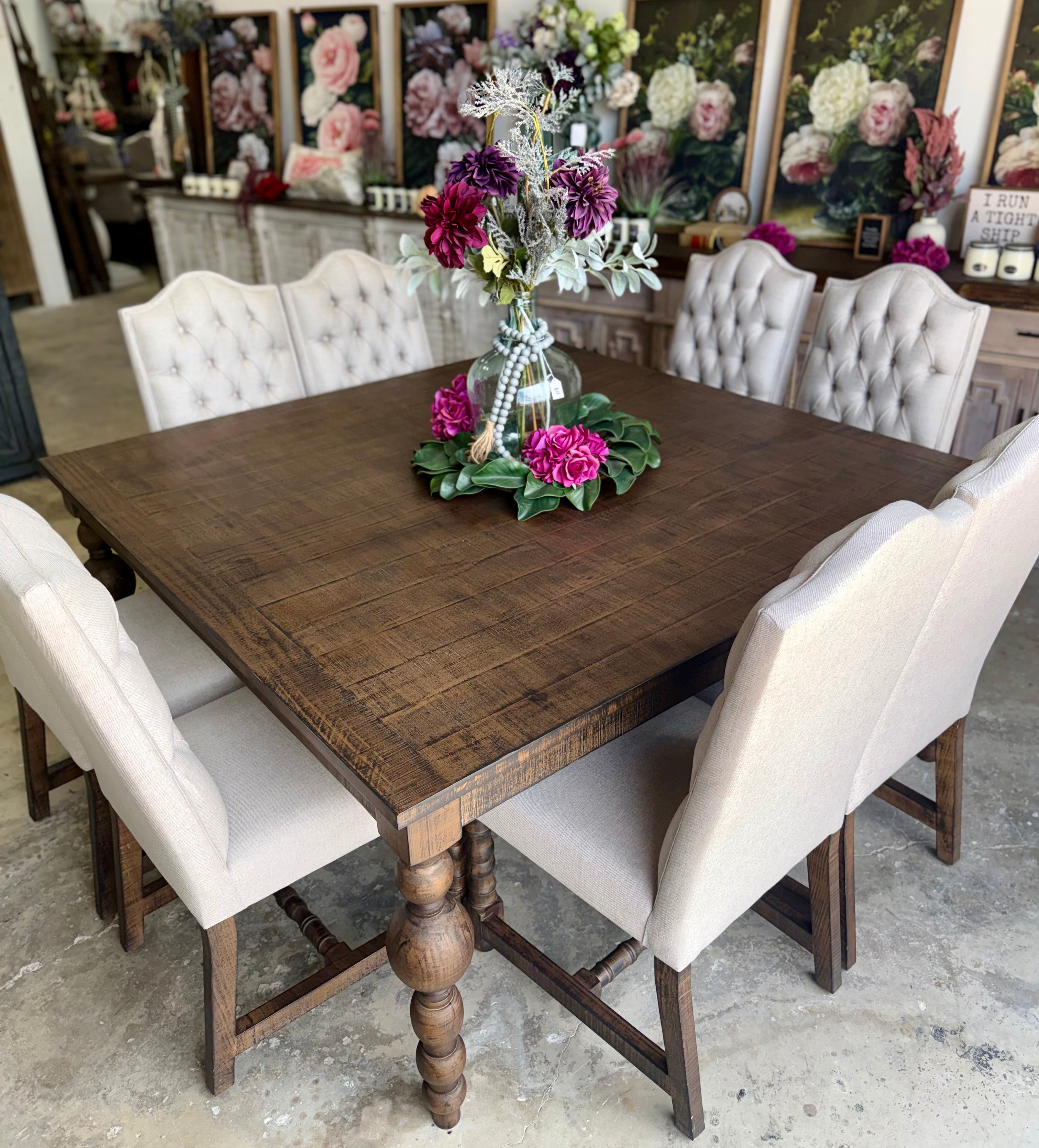 Sophie 66" Squared Dining Table Set With 8 Chairs-Honeywood™