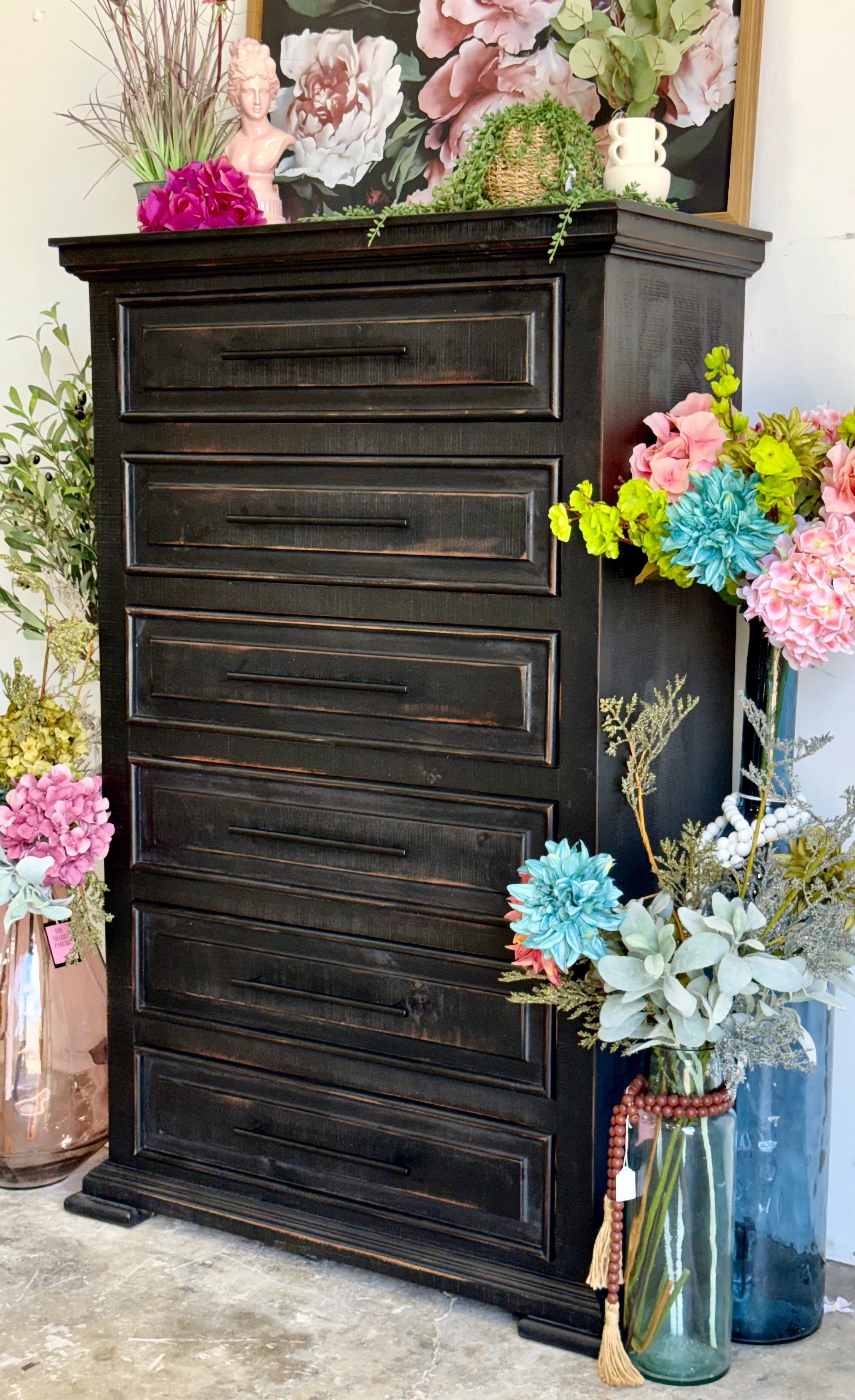 Jessica Chest of Drawers-Handrubbed Black