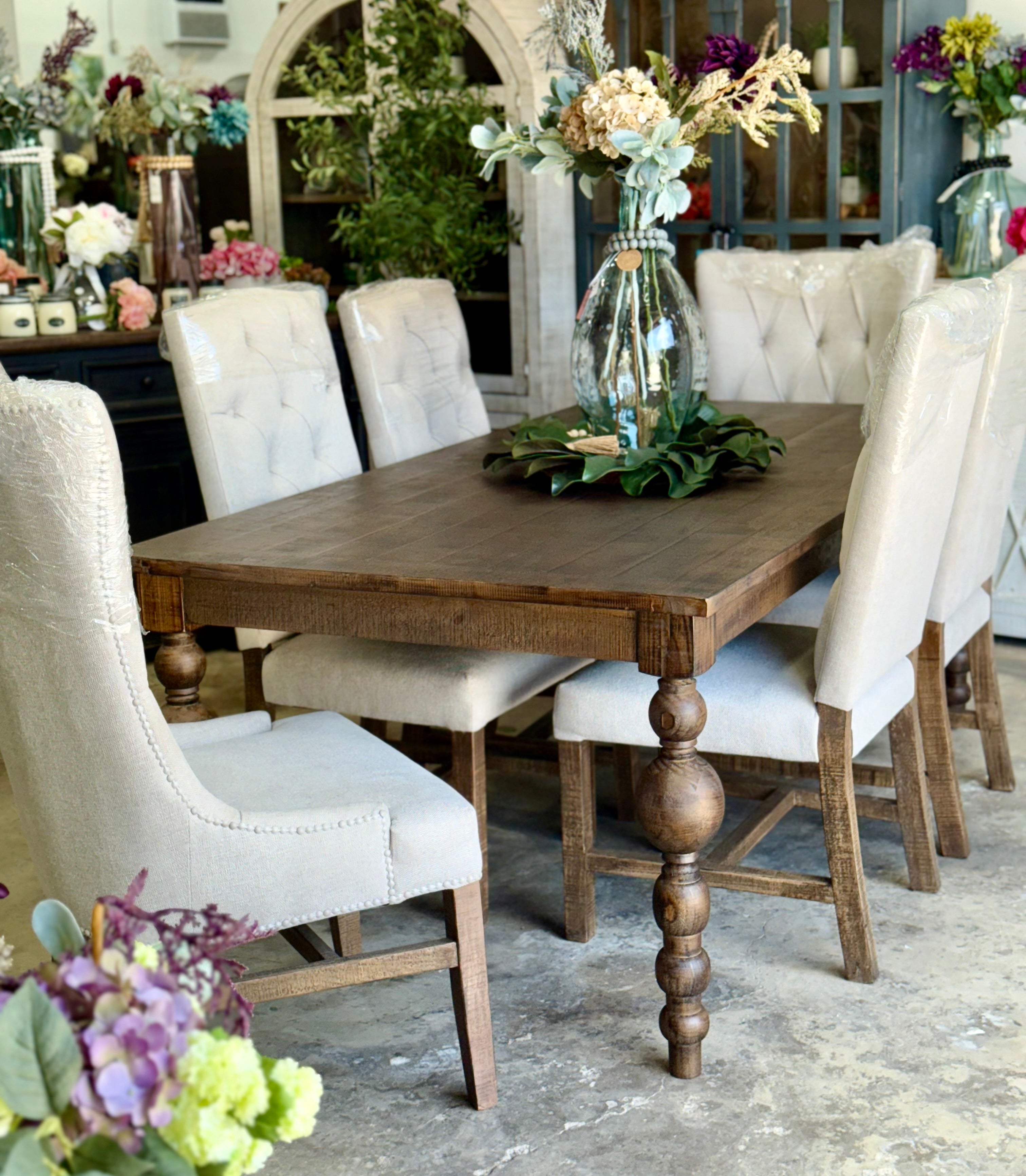 Sophie 7 Foot Honeywood™ Dining Table Set With Chairs