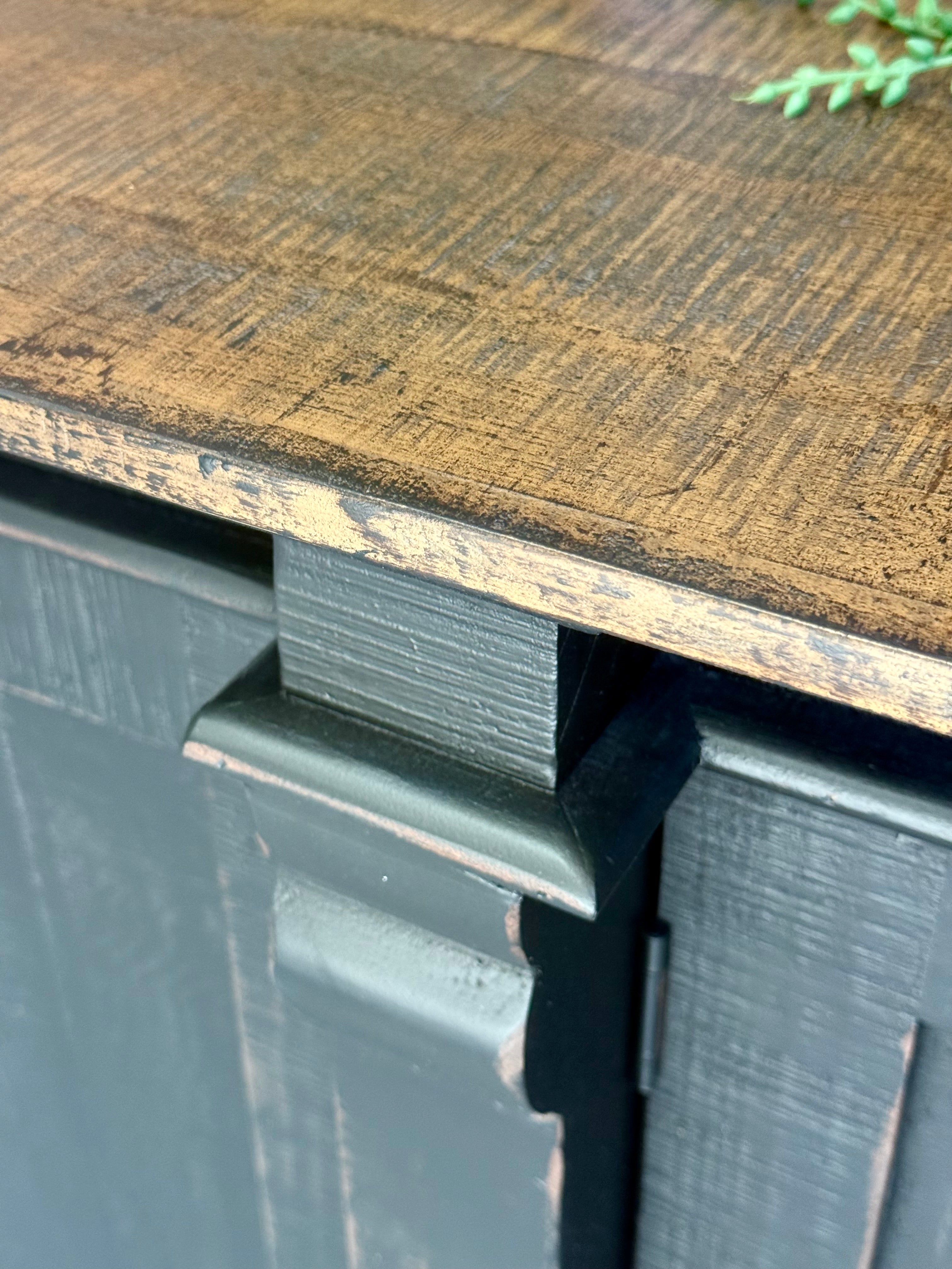 Allison 108" 6 Door Console-Handrubbed Black/Honeywood