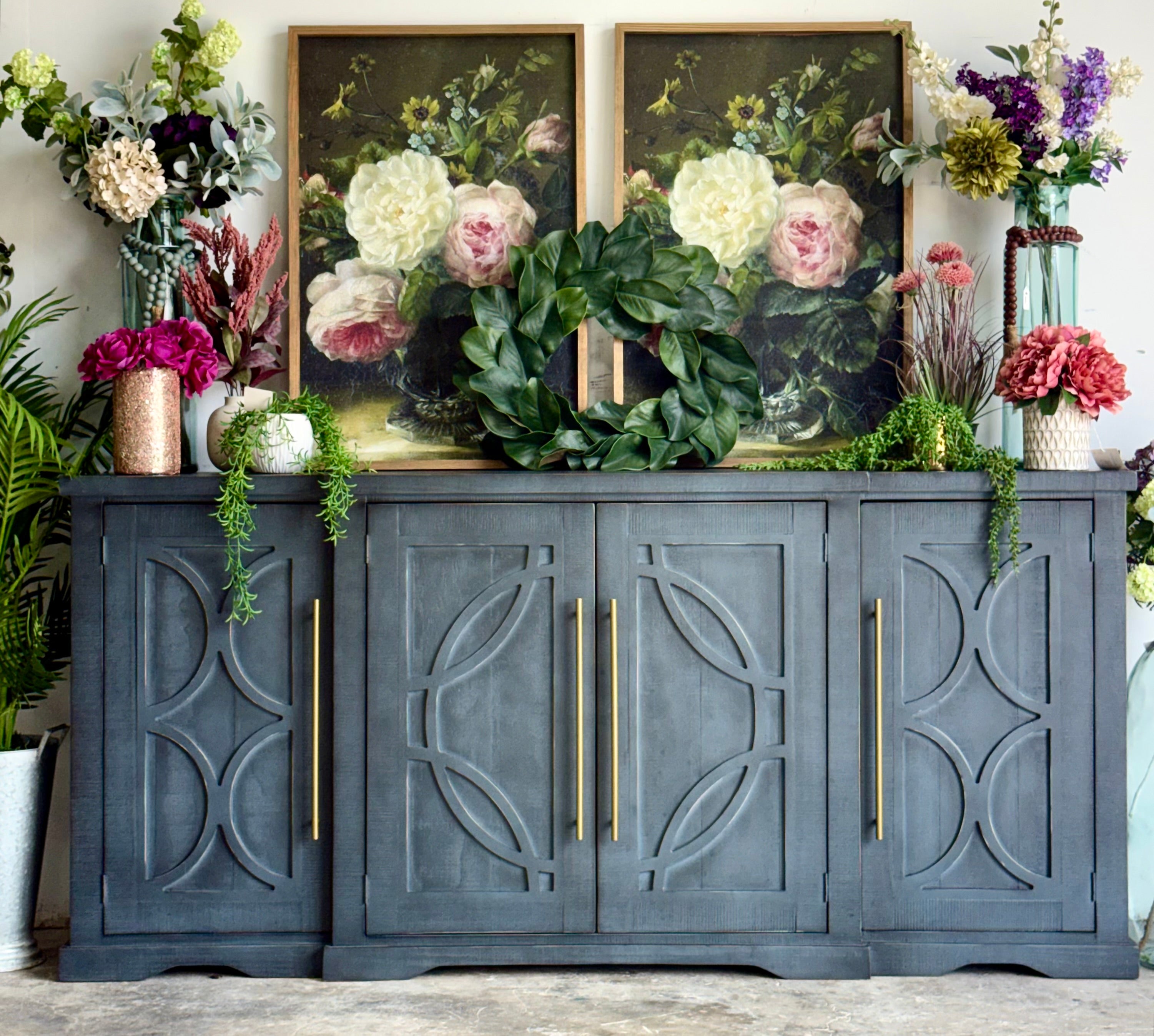 Circle Door Console-Blue Haze/Gold