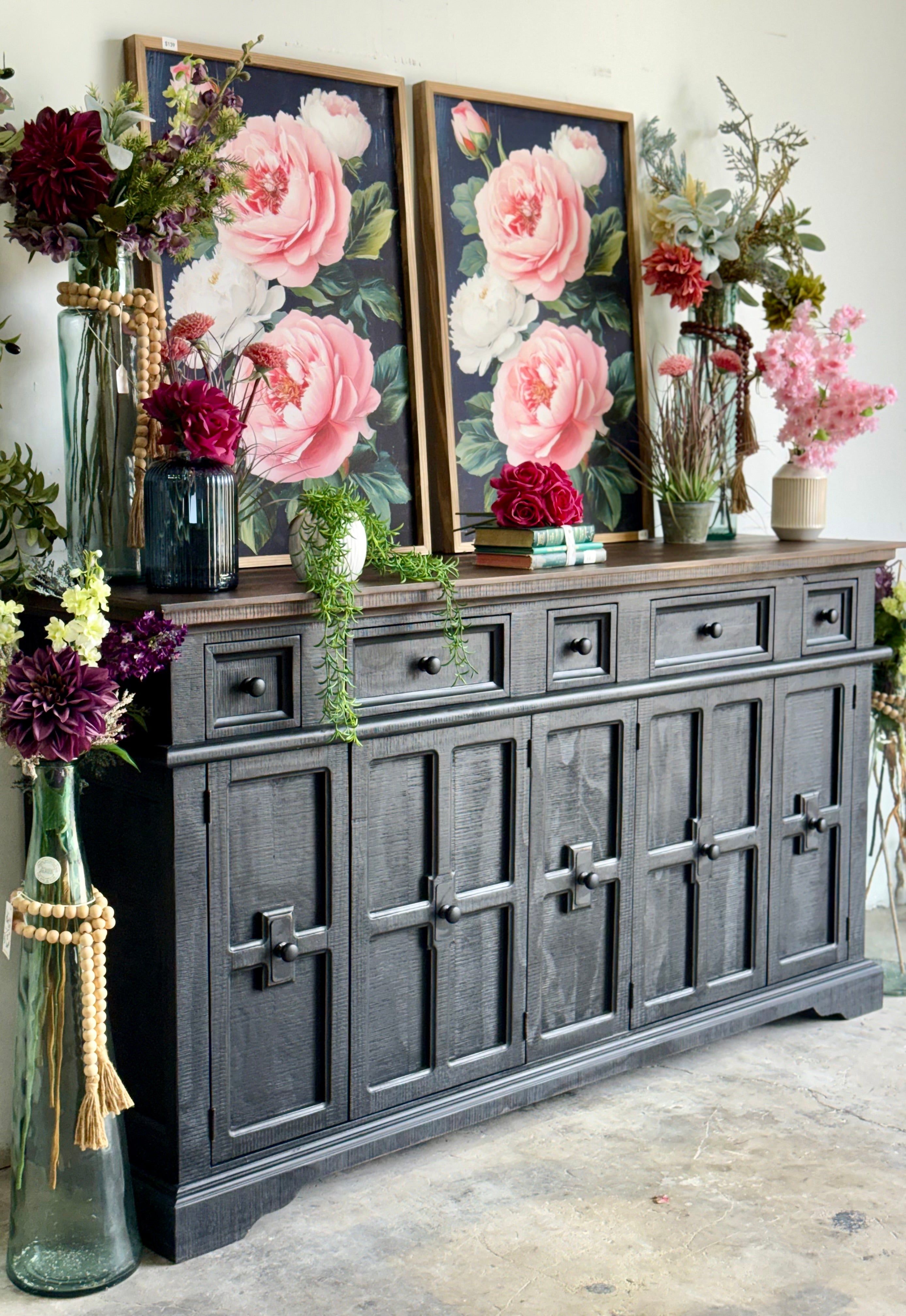 Gabriella Console-Handrubbed Black/Sparrow