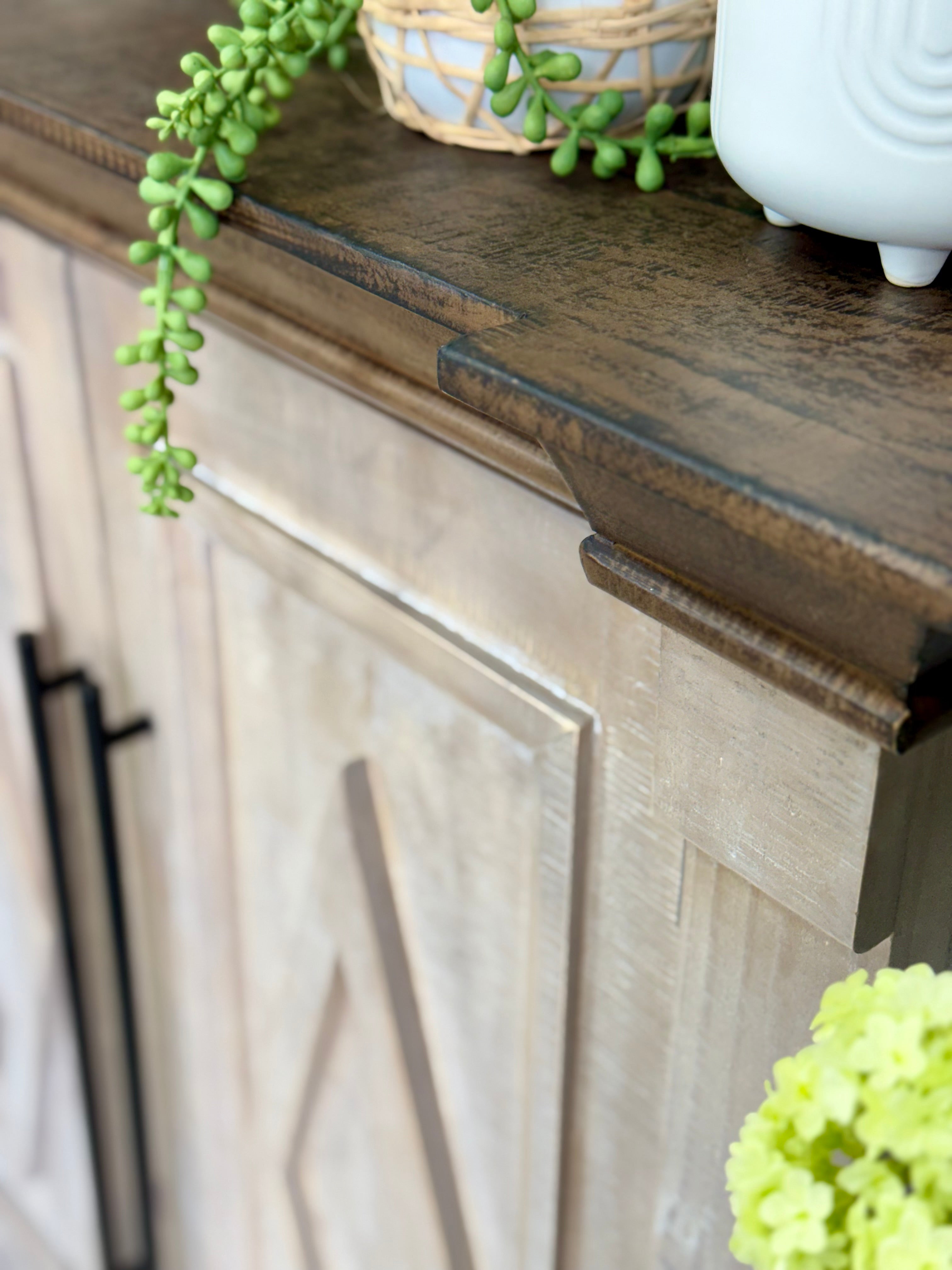 Chloe 6 Door Console-Soft Drift/Honeywood