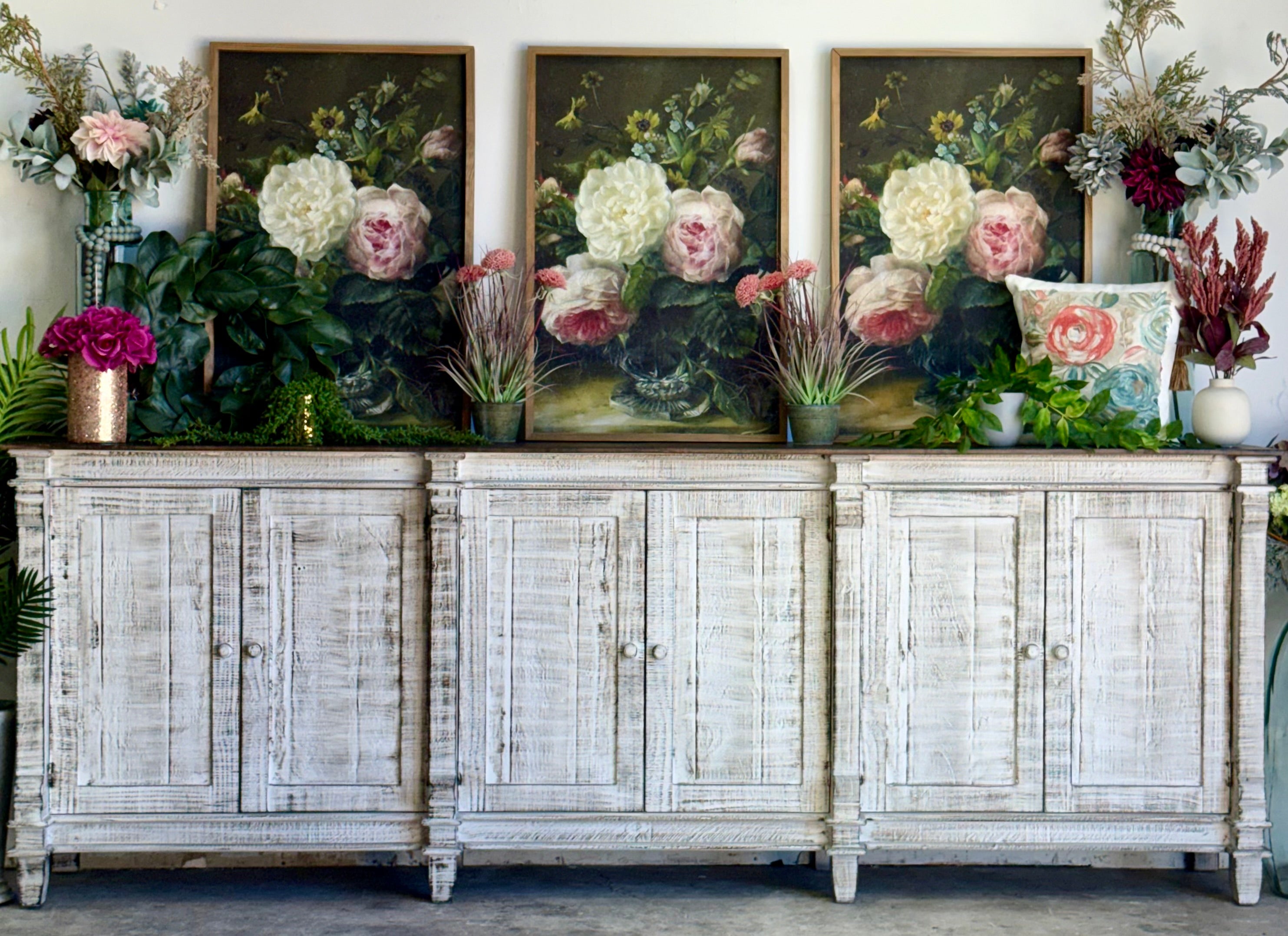 Allison 108" 6 Door Console-Toasted Wheat/Honeywood