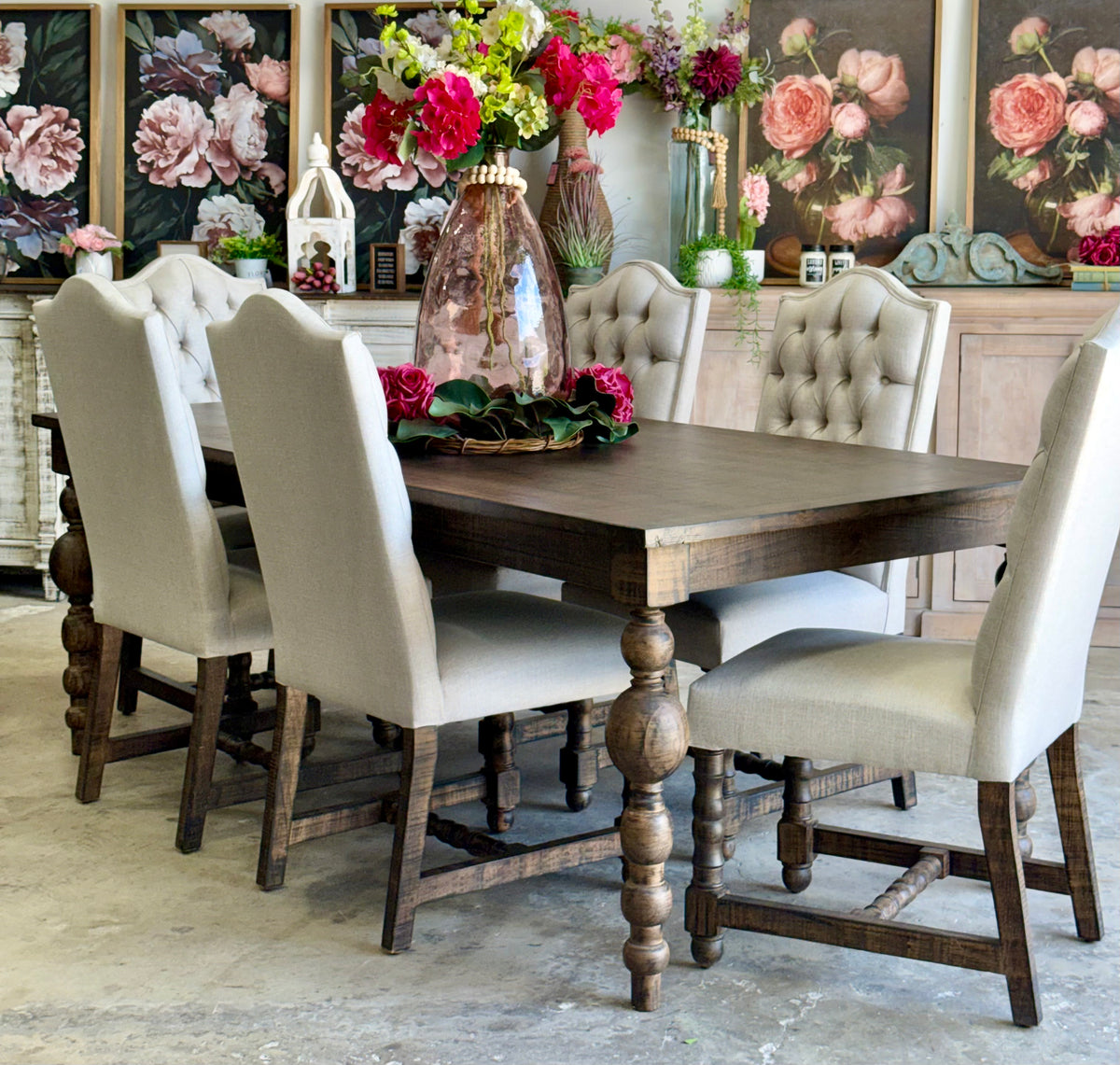 Sophie 7 Foot Dining Table With 6 Chairs-Honeywood™