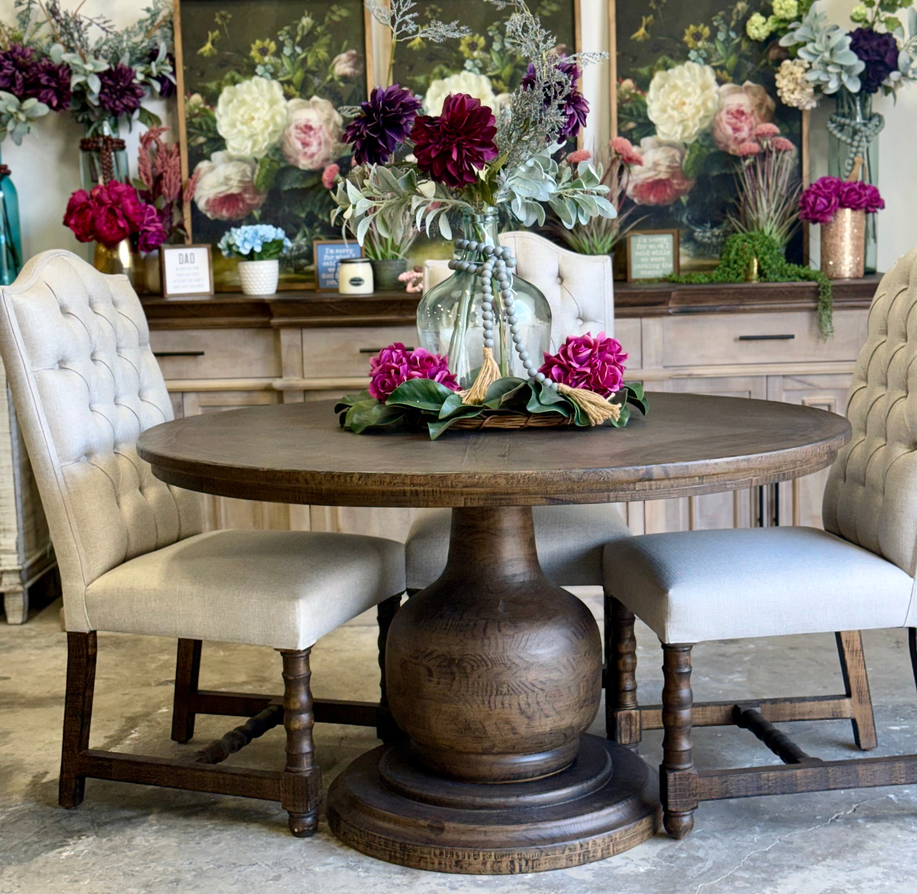 Lilly 54" Round Pedestal Dining Table-Honeywood™