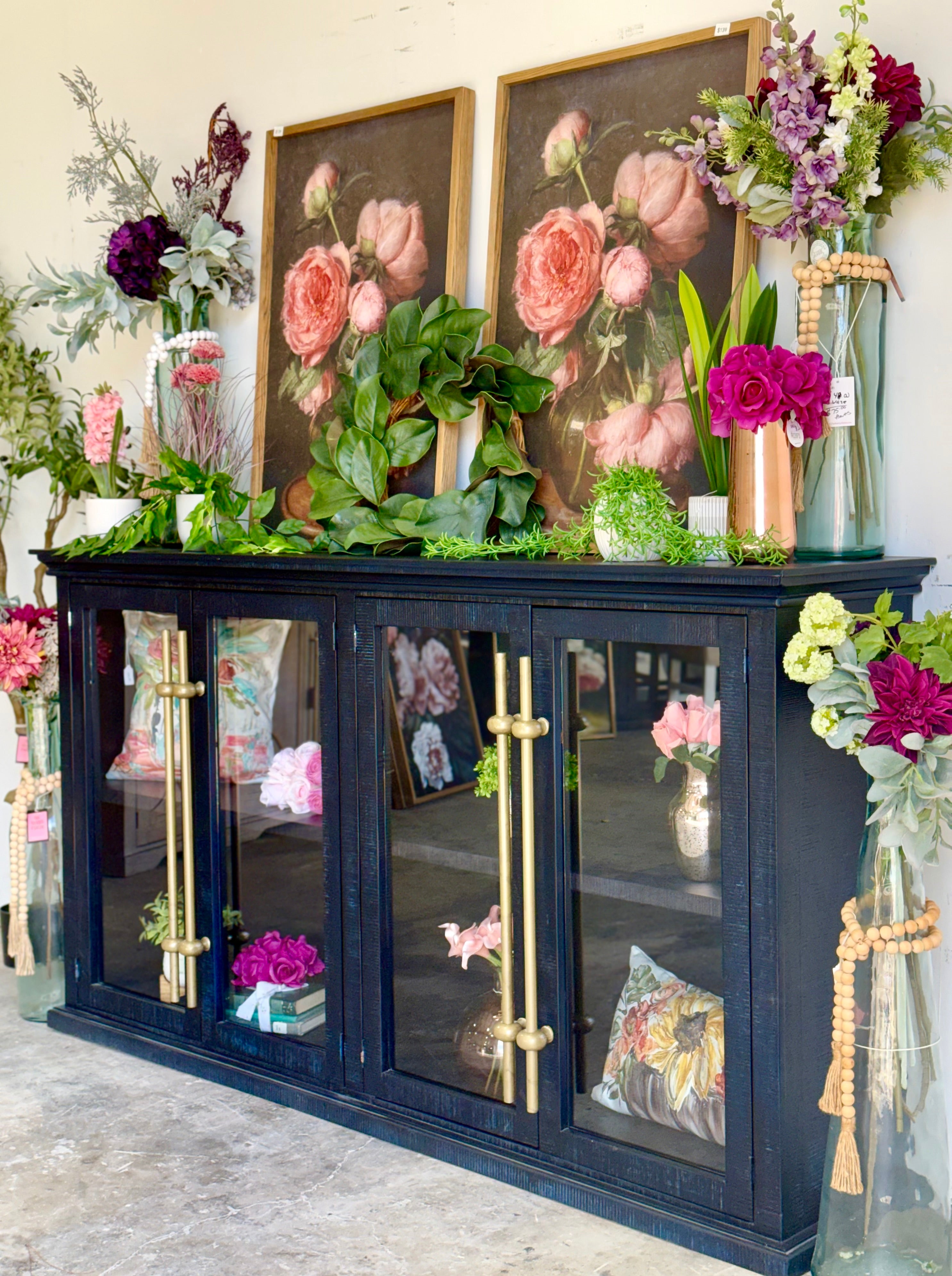 Emerson 4 Door Console-Deep Blue/Gold