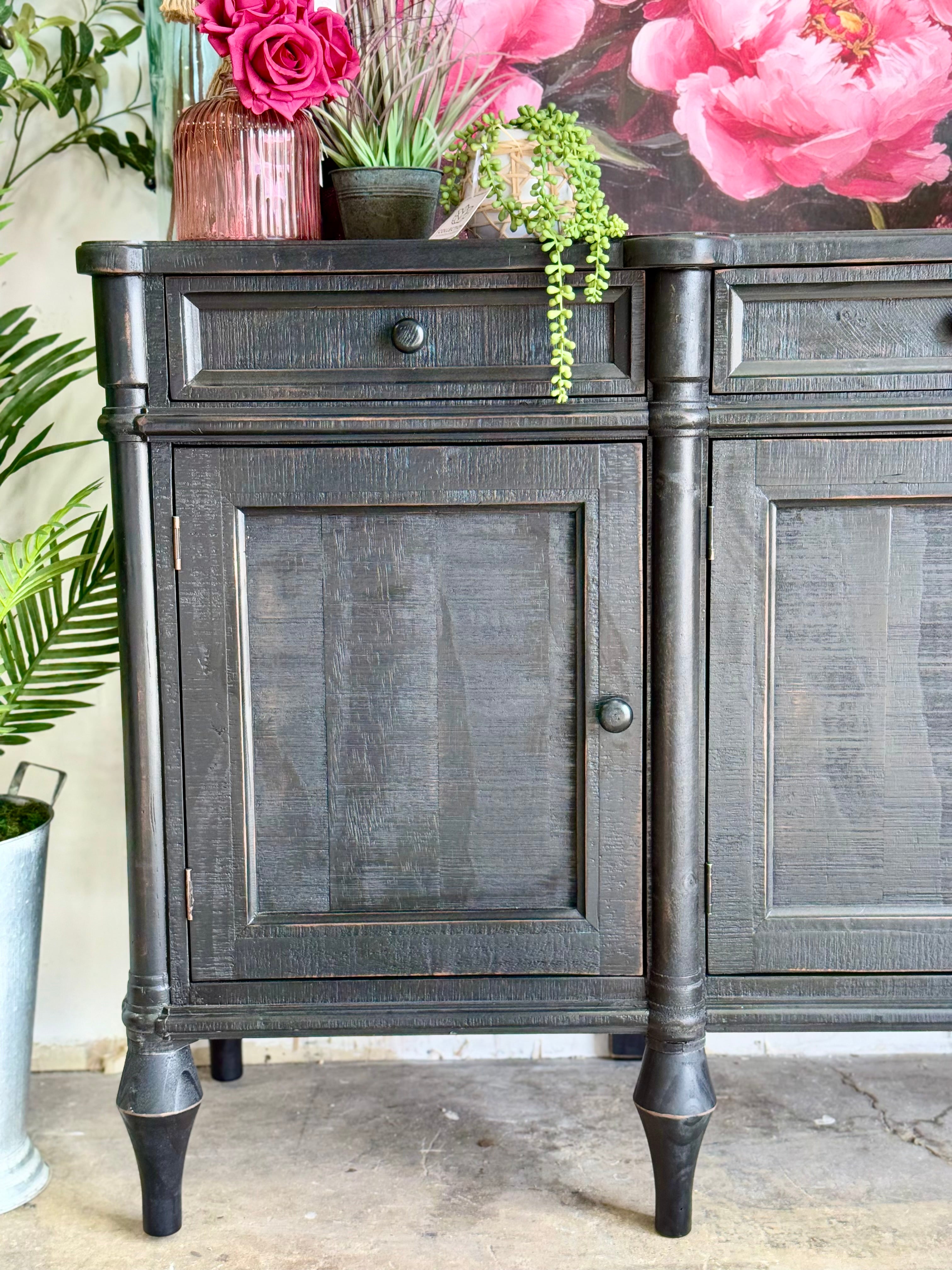 Celine 4 Door Console-Handrubbed Black