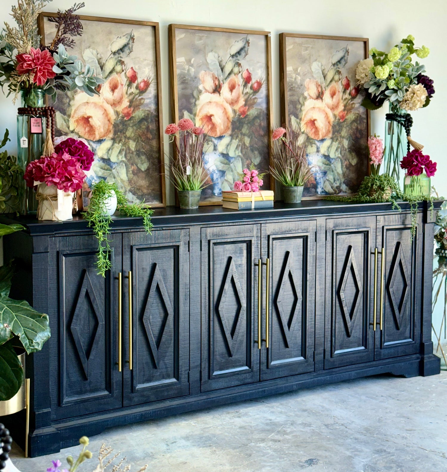 Chloe 6 Door Console-Deep Blue/Gold