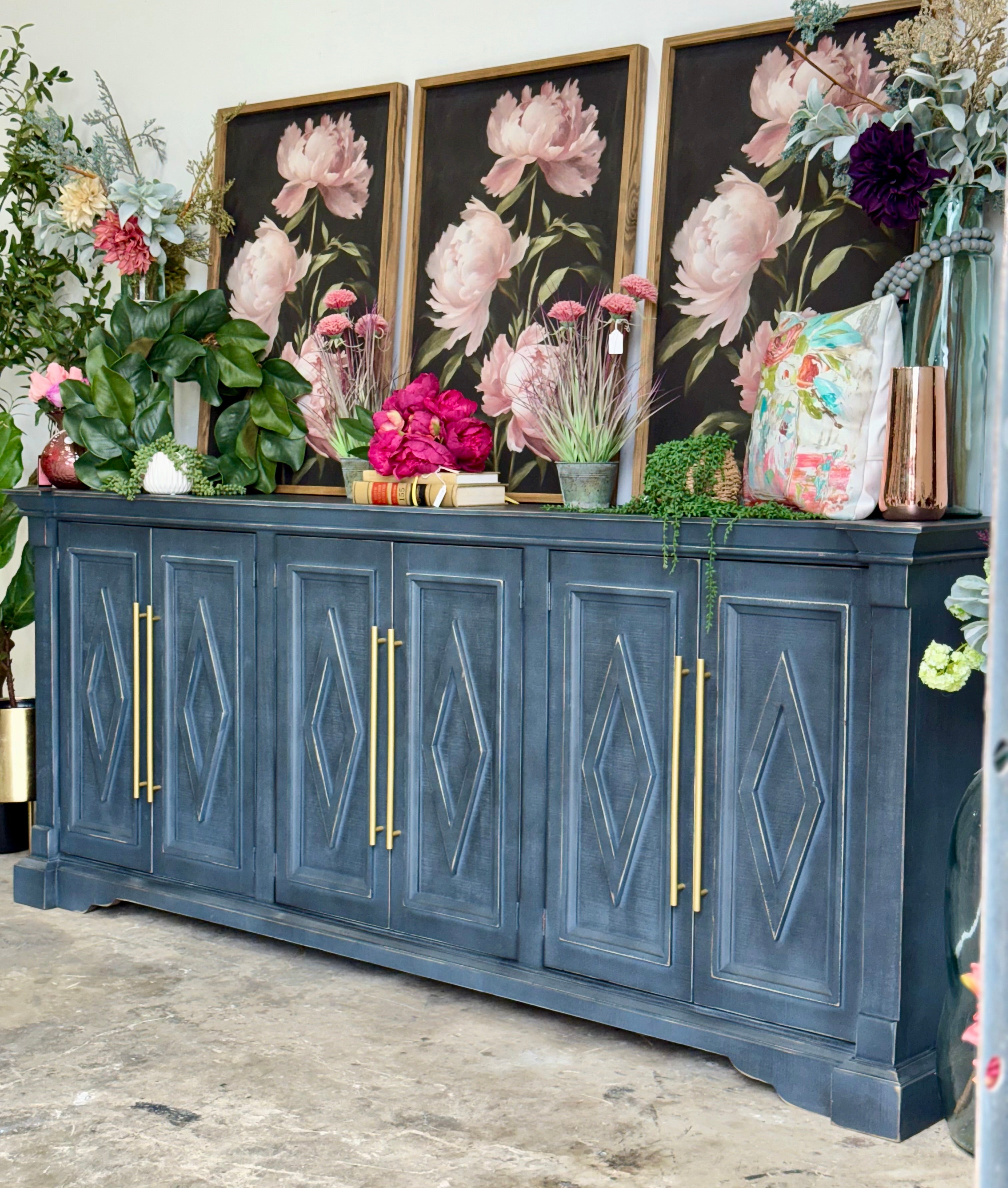 Chloe 6 Door Console-Blue Haze™/Gold