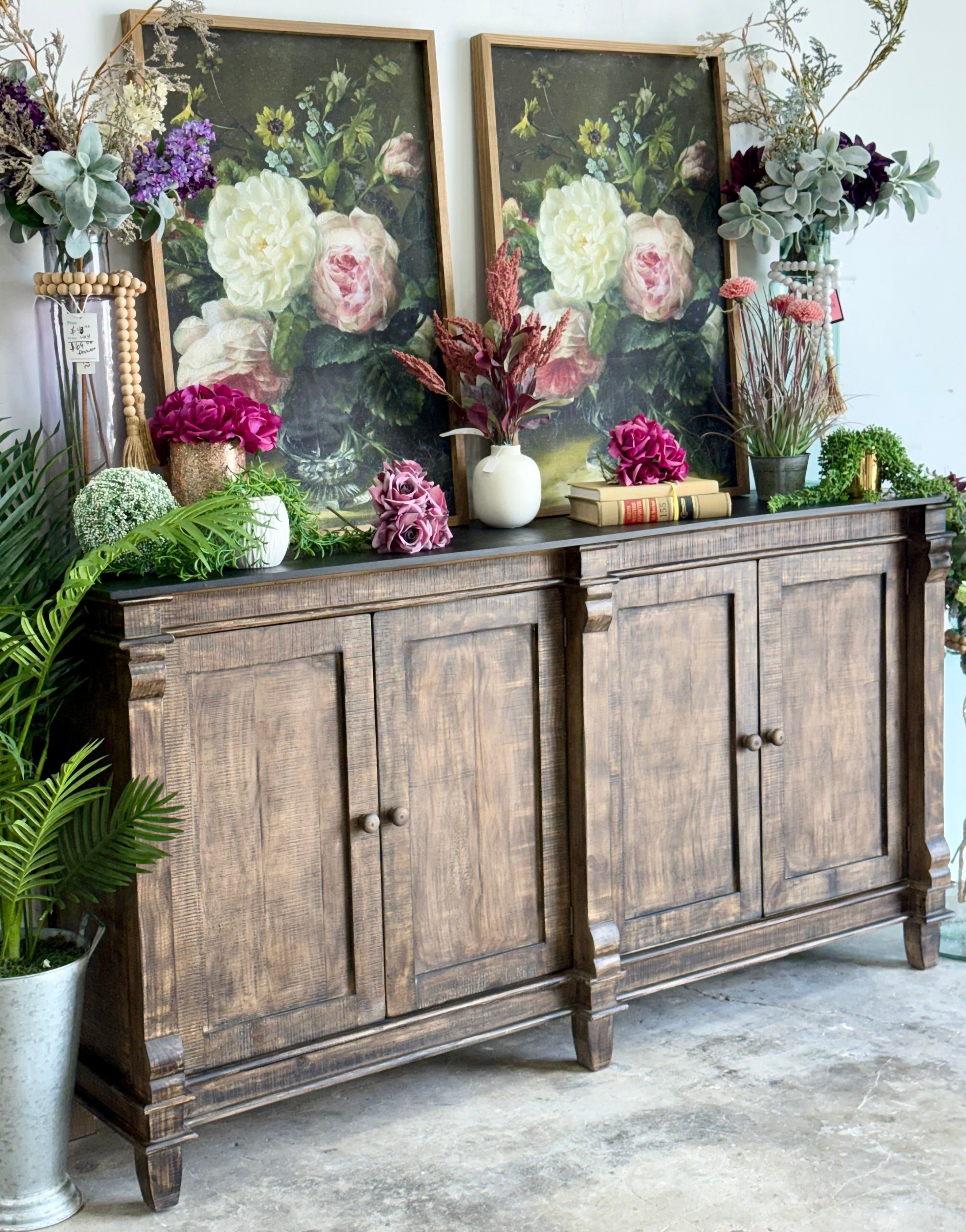 Allison 4 Door Console-Pecan/Black