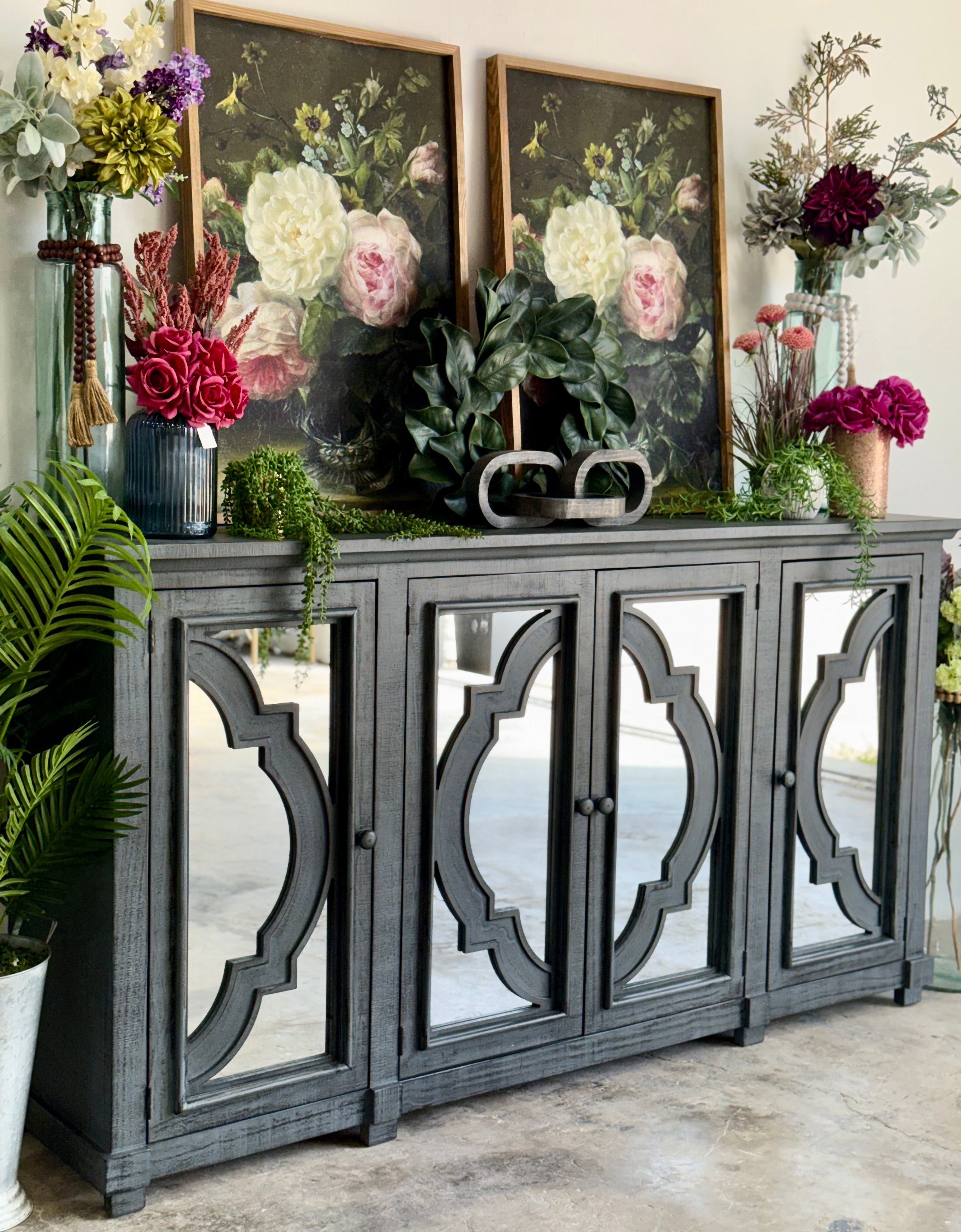 Morgan 4 Door Console With Mirrors-Blue Dusk