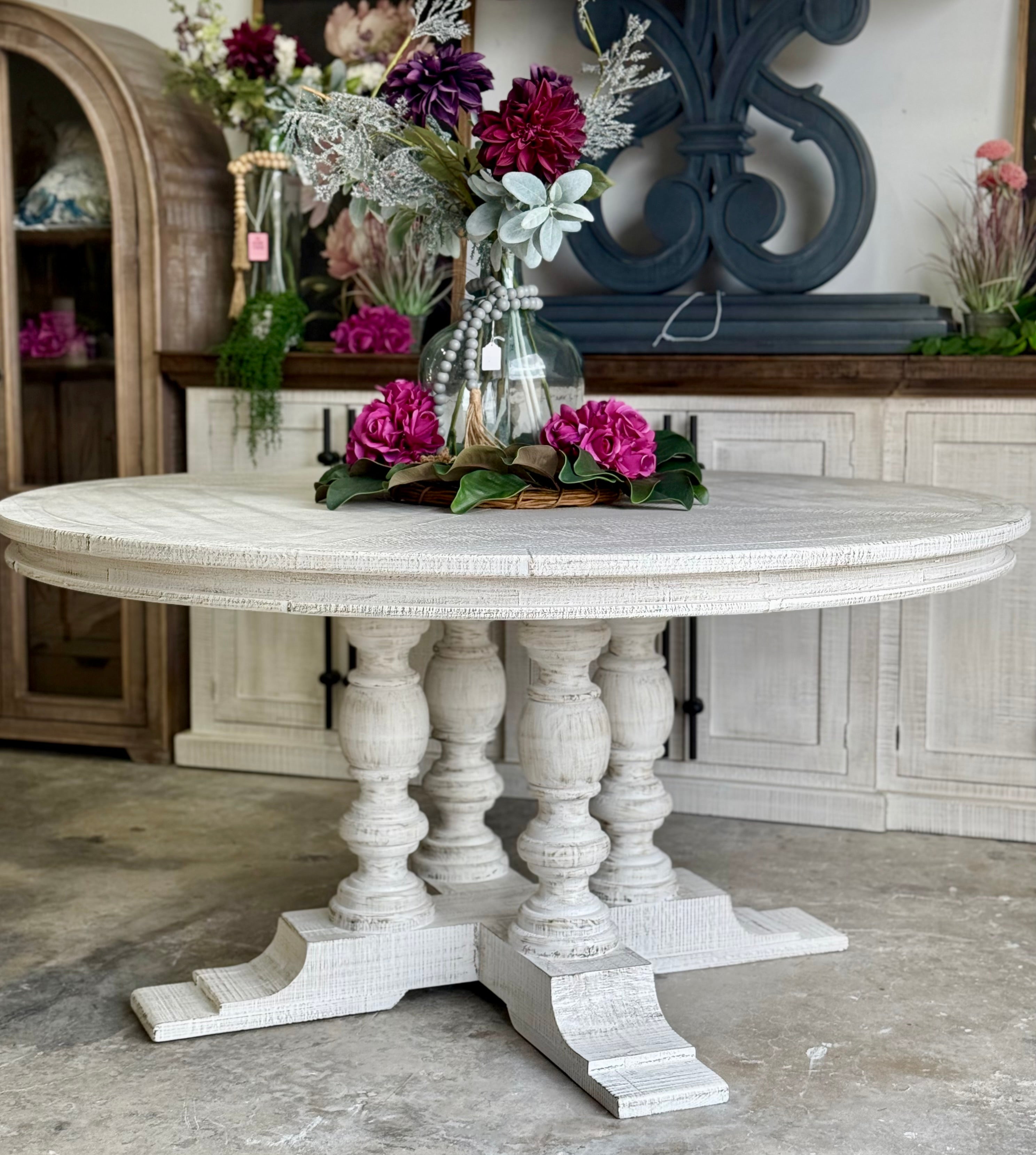 Kennedy 63" Round Dining Table-White Wheat