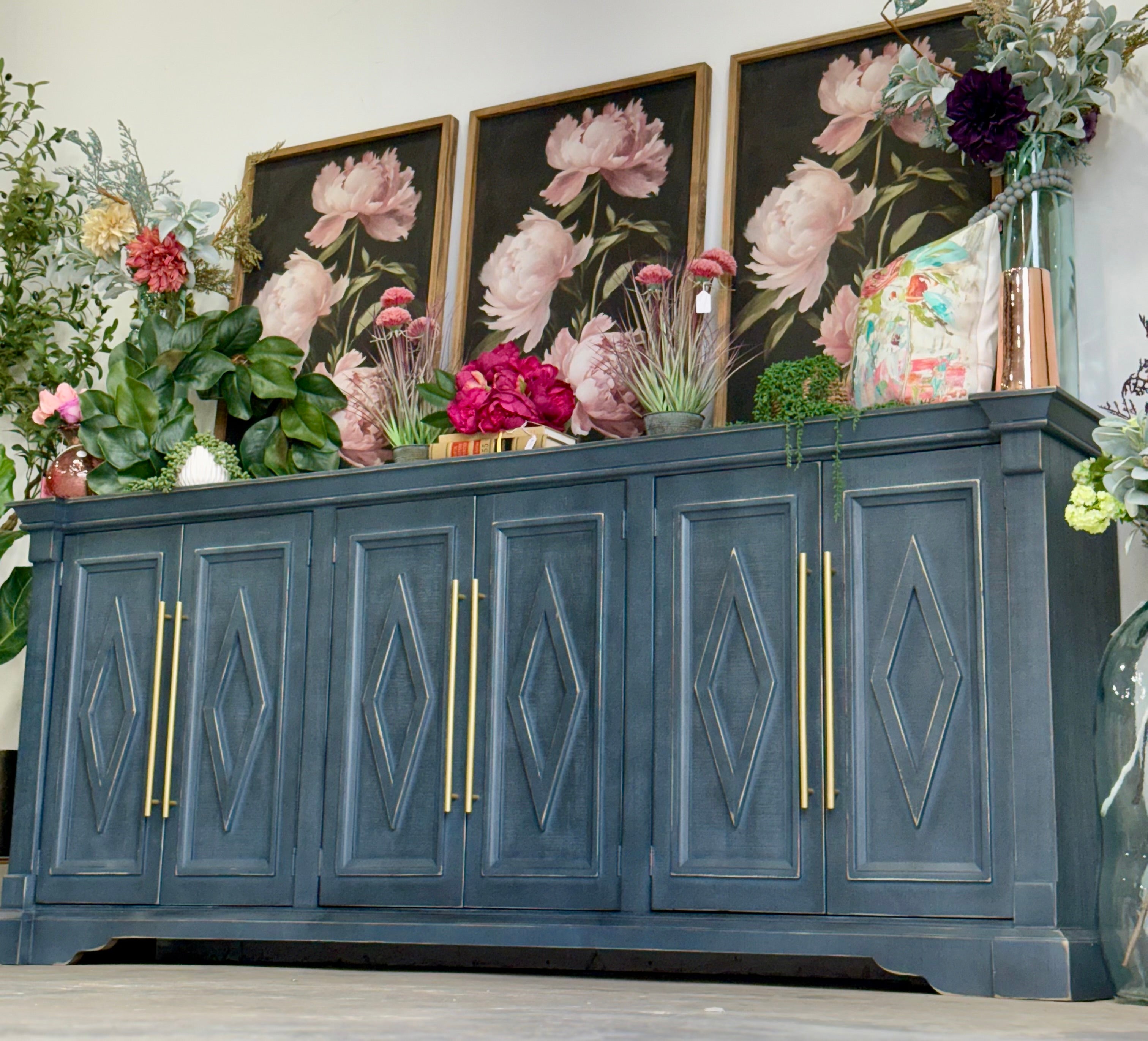 Chloe 6 Door Console-Blue Haze™/Gold